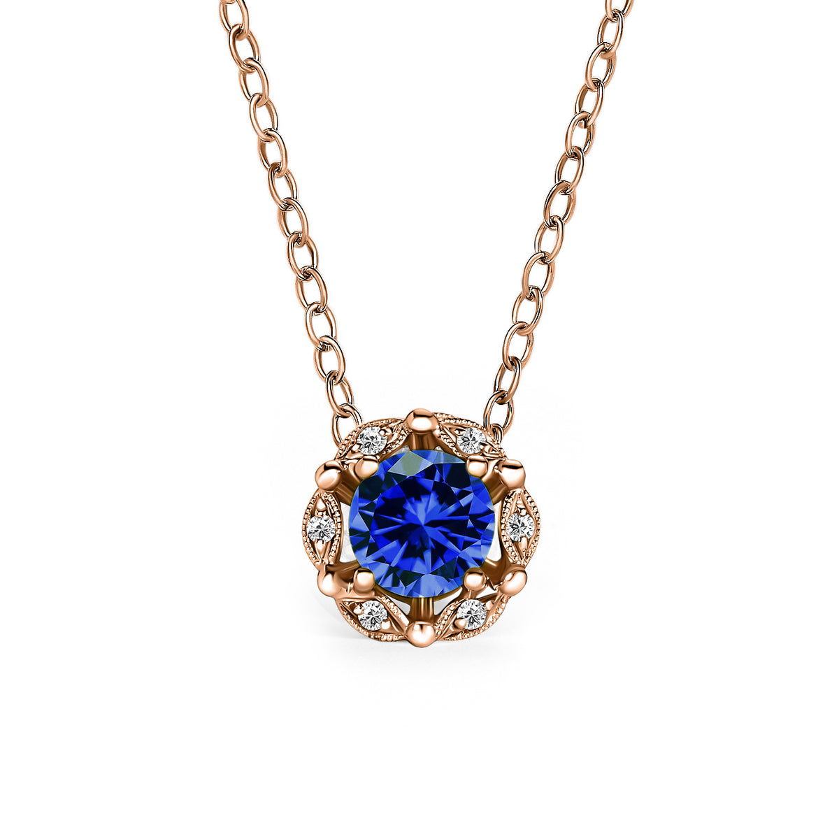Delicate Floral Blue Sapphire Lab Grown Diamond Necklace – Kirk Kara