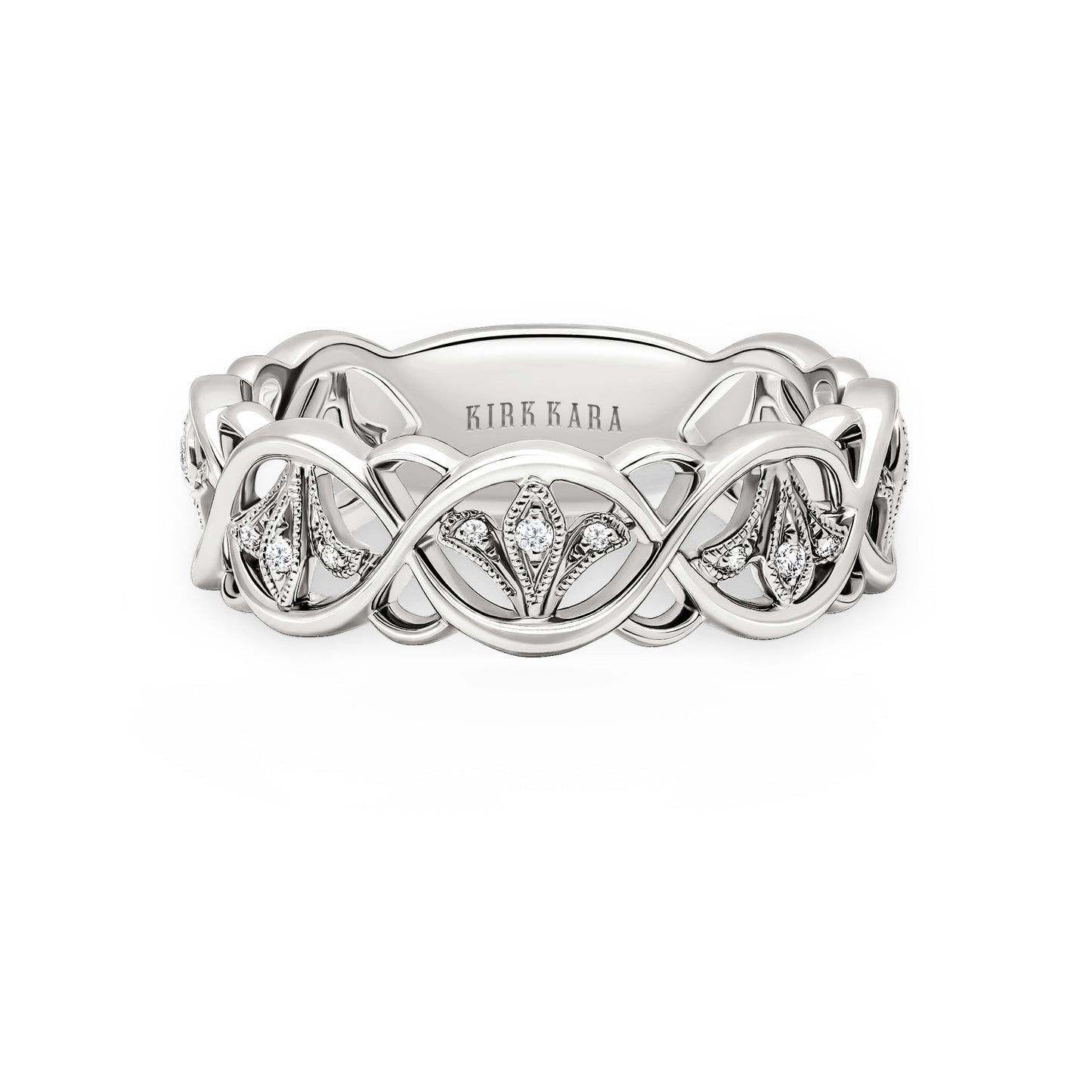 Fleur De Lis Fashion Diamond Milgrain Wedding Band
