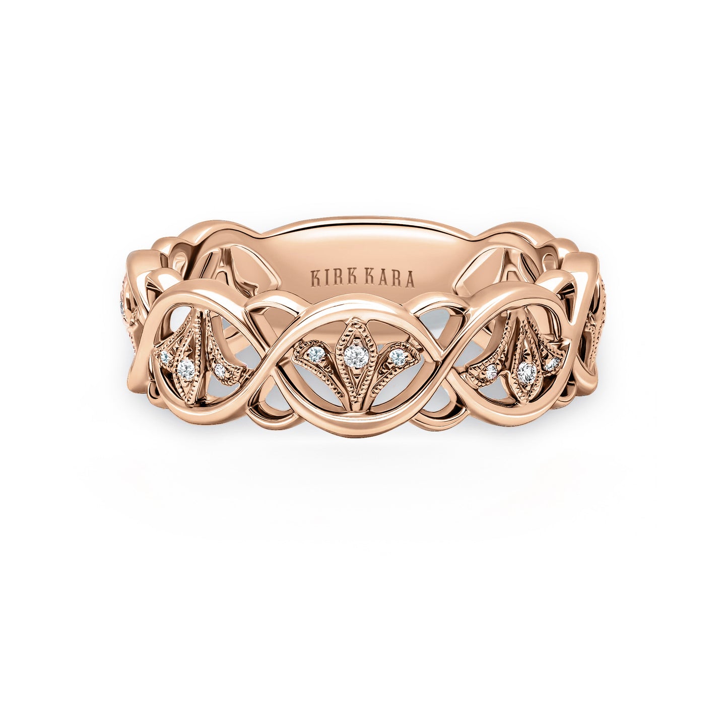 Fleur De Lis Fashion Diamond Milgrain Wedding Band