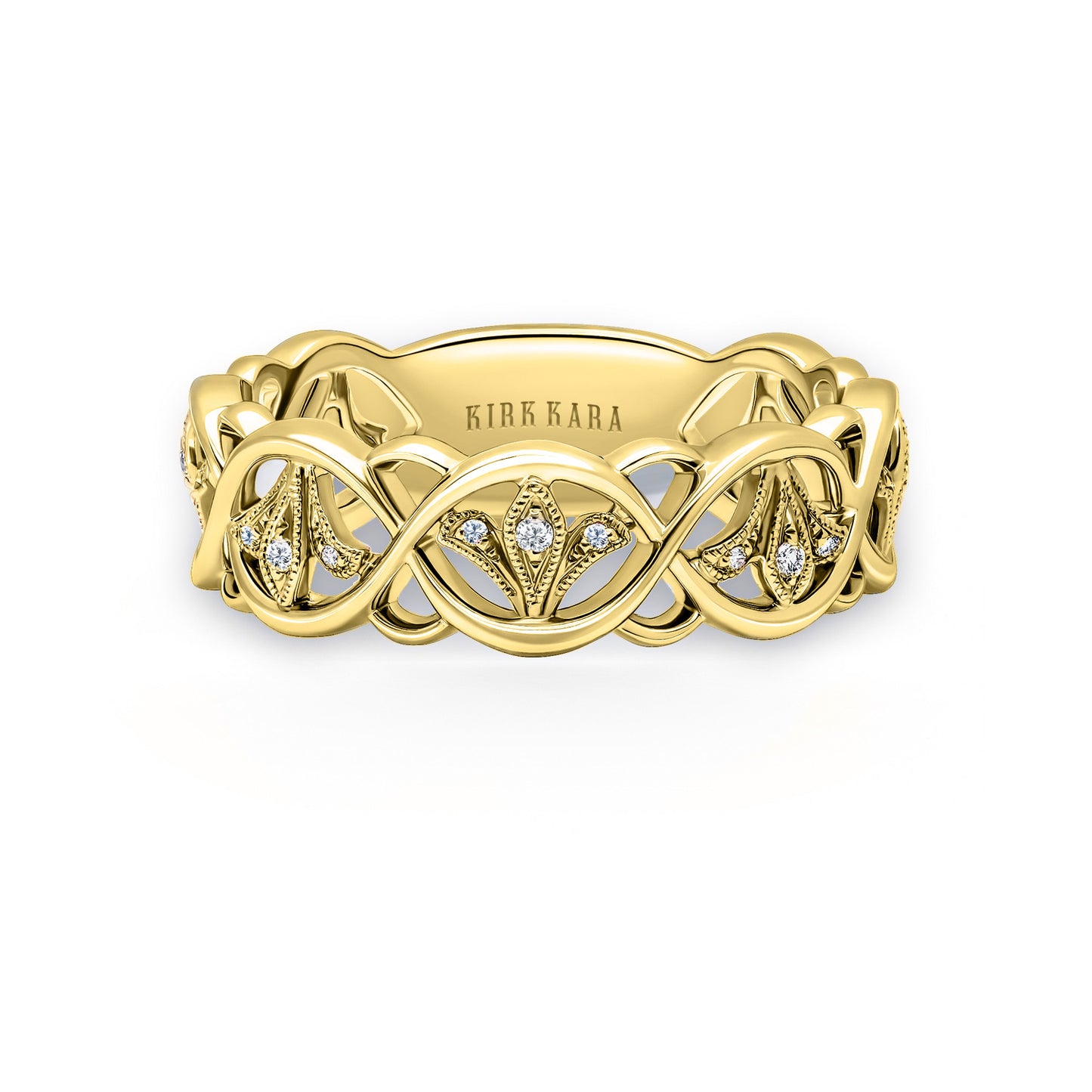 Fleur De Lis Fashion Diamond Milgrain Wedding Band