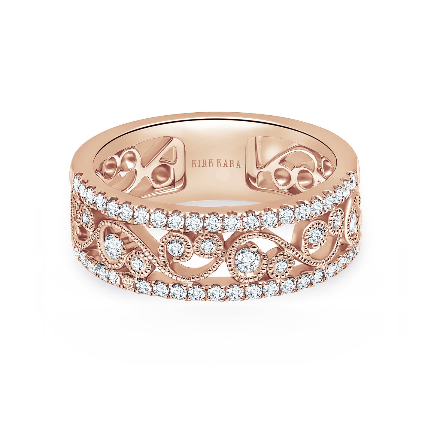 Swirl Diamond Edge Wide Wedding Band