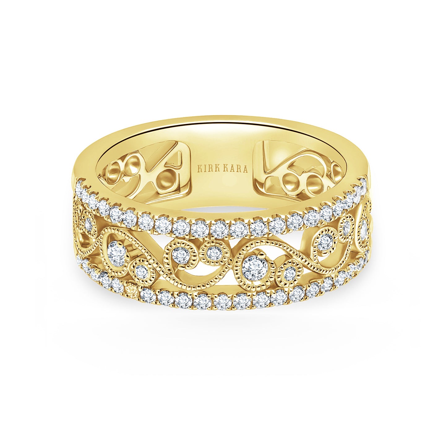 Swirl Diamond Edge Wide Wedding Band