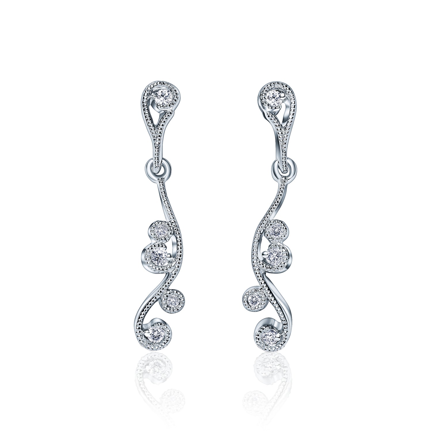 Artistic Lace Diamond Drop Milgrain Earrings