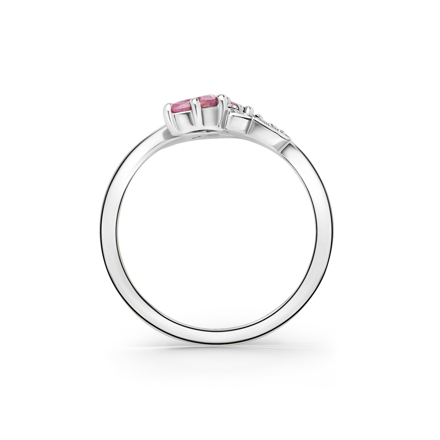Floral Diamond Pink Sapphire Bypass Fashion Ring
