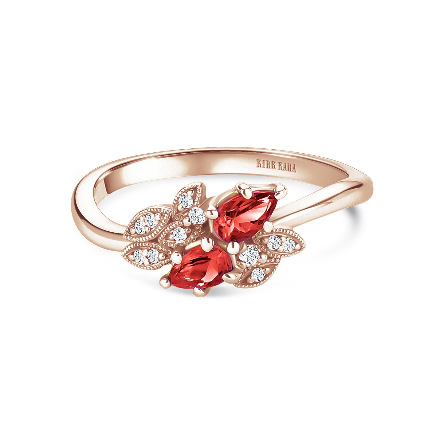 Floral Diamond Ruby Bypass Fashion Ring