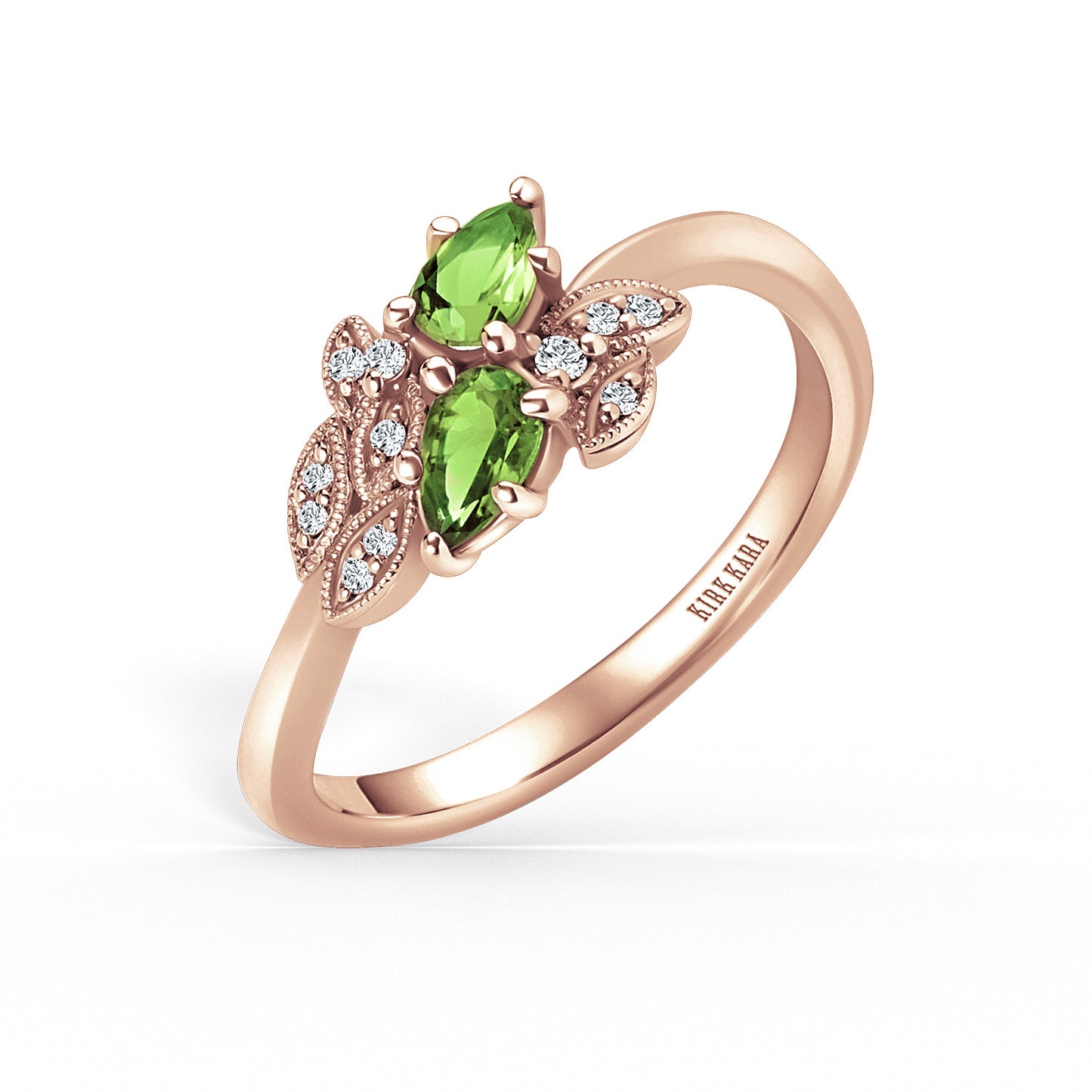 Floral Diamond Tsavorite Bypass Fashion Ring