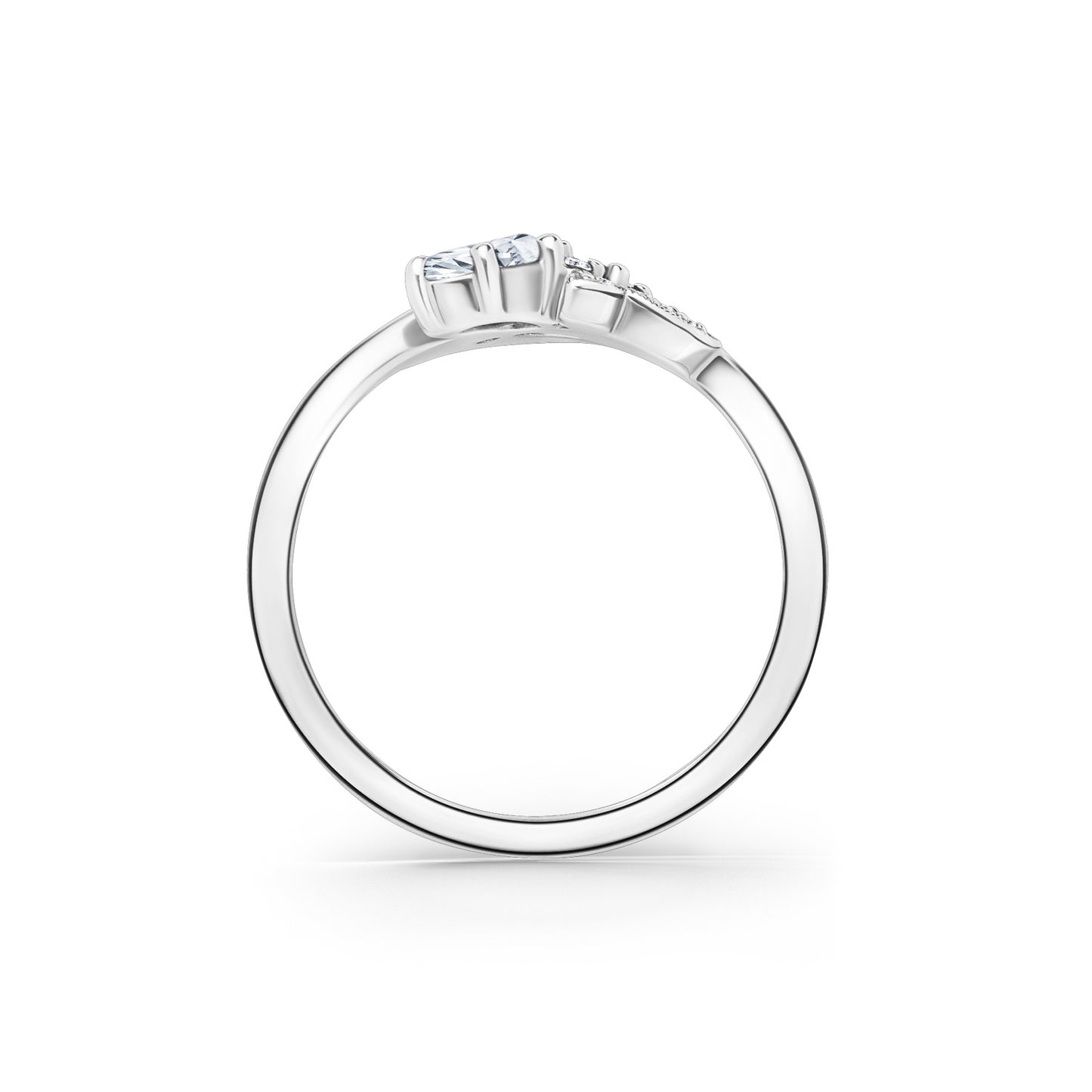 Floral Diamond Milgrain Bypass Fashion Ring