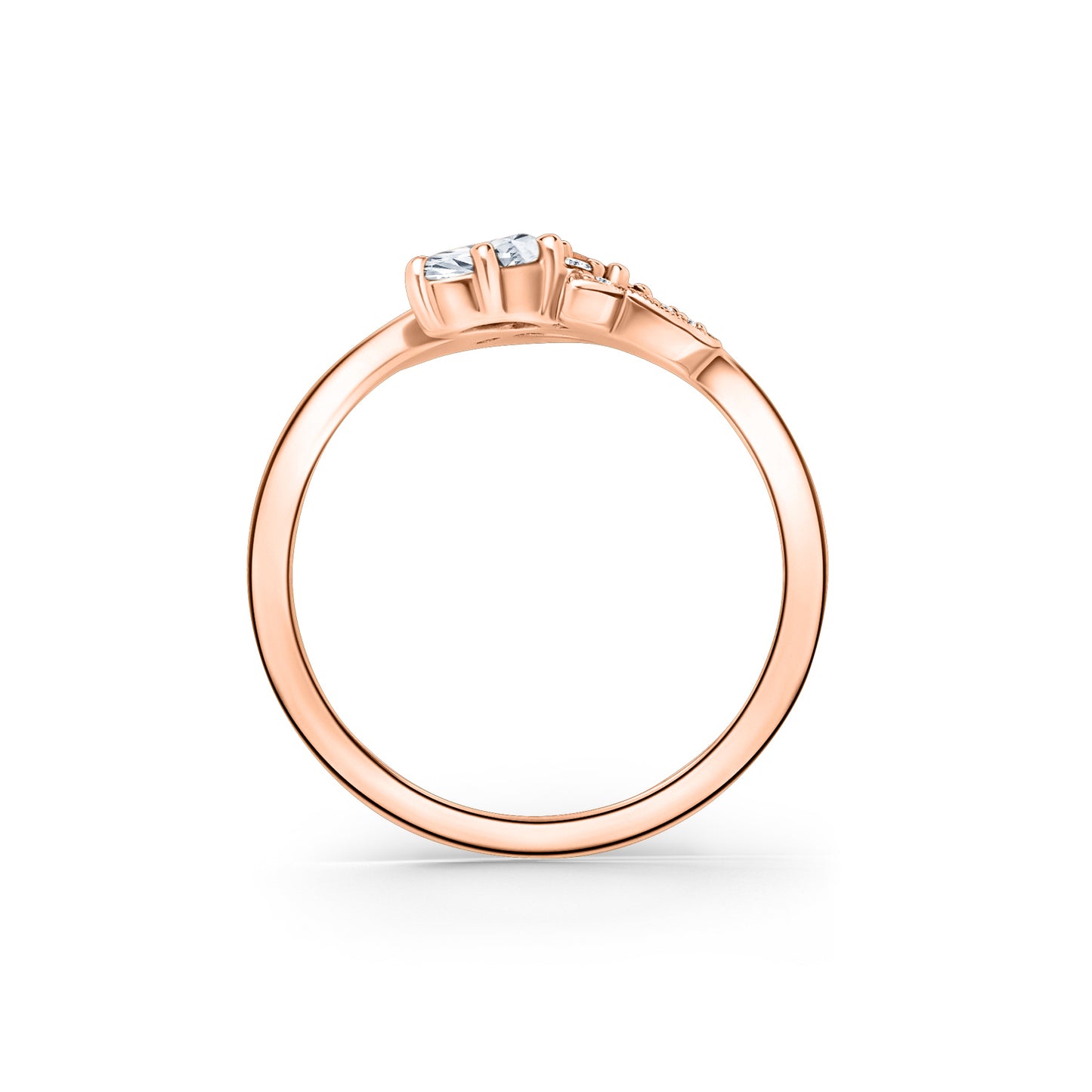 Floral Diamond Milgrain Bypass Fashion Ring