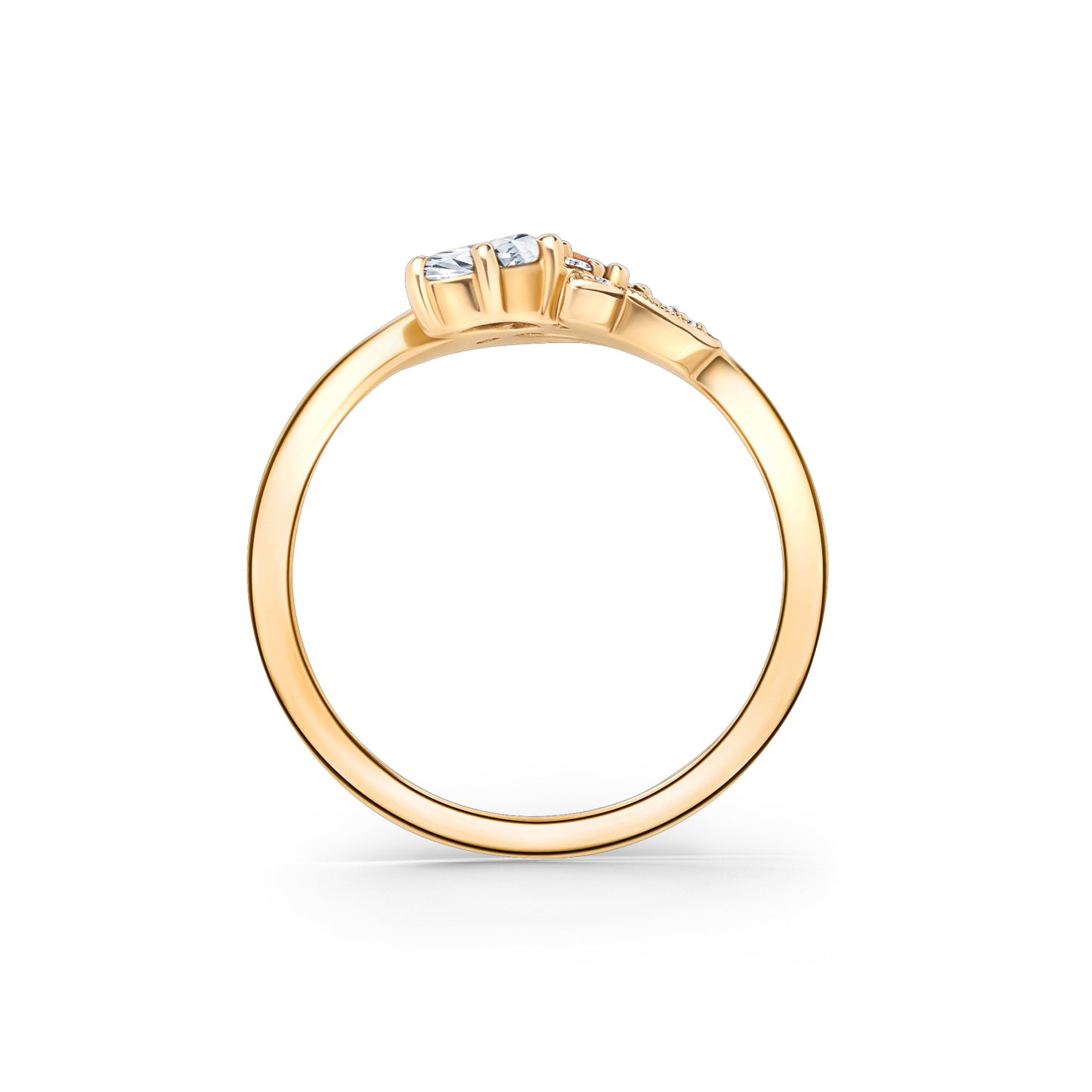 Floral Diamond Milgrain Bypass Fashion Ring