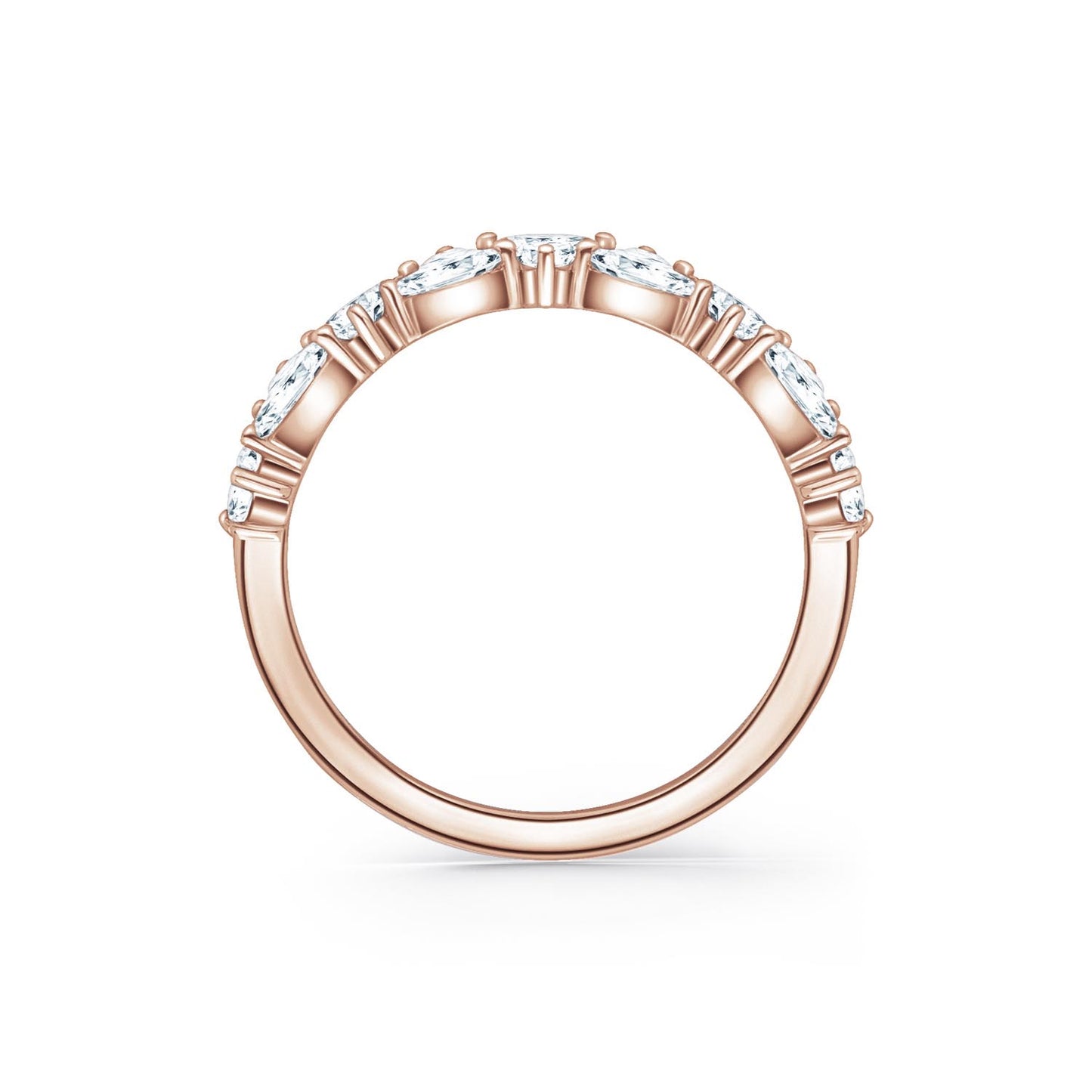 Marquise Baguette Round Diamond Cluster Modern Wedding Band