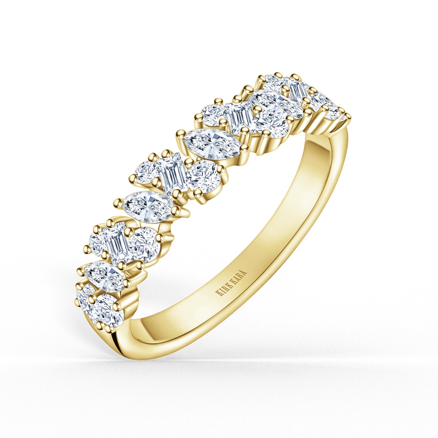 Marquise Baguette Round Diamond Cluster Modern Wedding Band