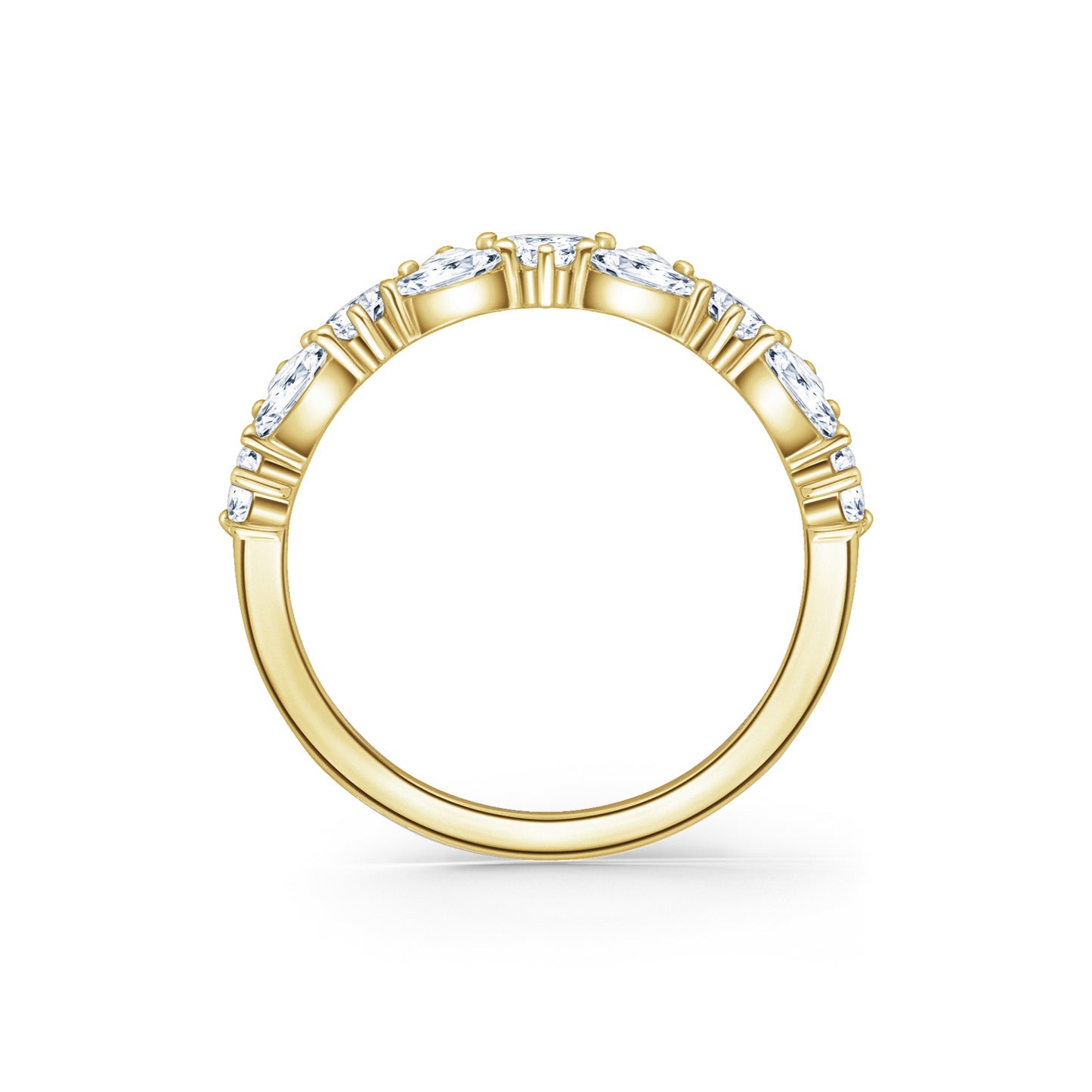 Marquise Baguette Round Diamond Cluster Modern Wedding Band