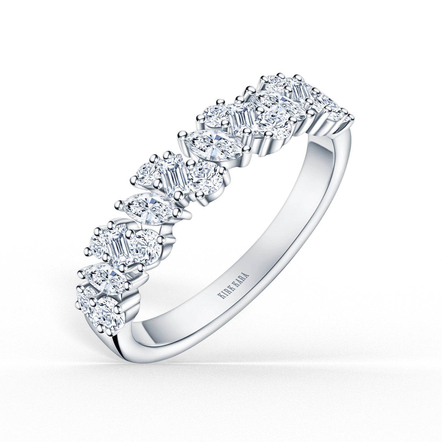 Marquise Baguette Round Diamond Cluster Modern Wedding Band