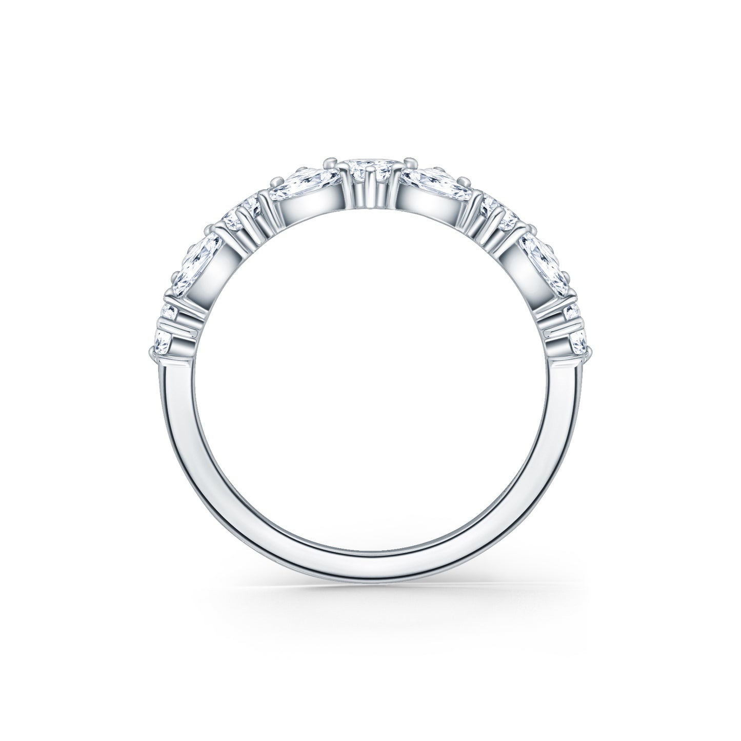 Marquise Baguette Round Diamond Cluster Modern Wedding Band