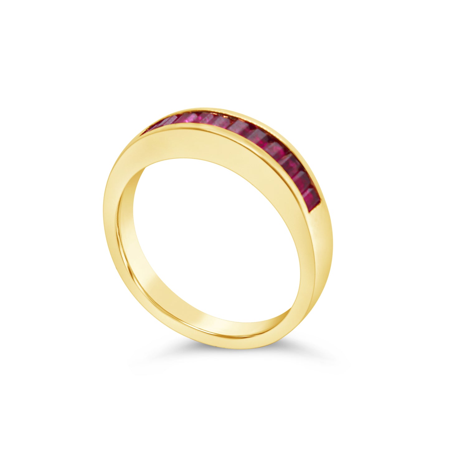 14K Yellow Ruby Baguette Wedding Band