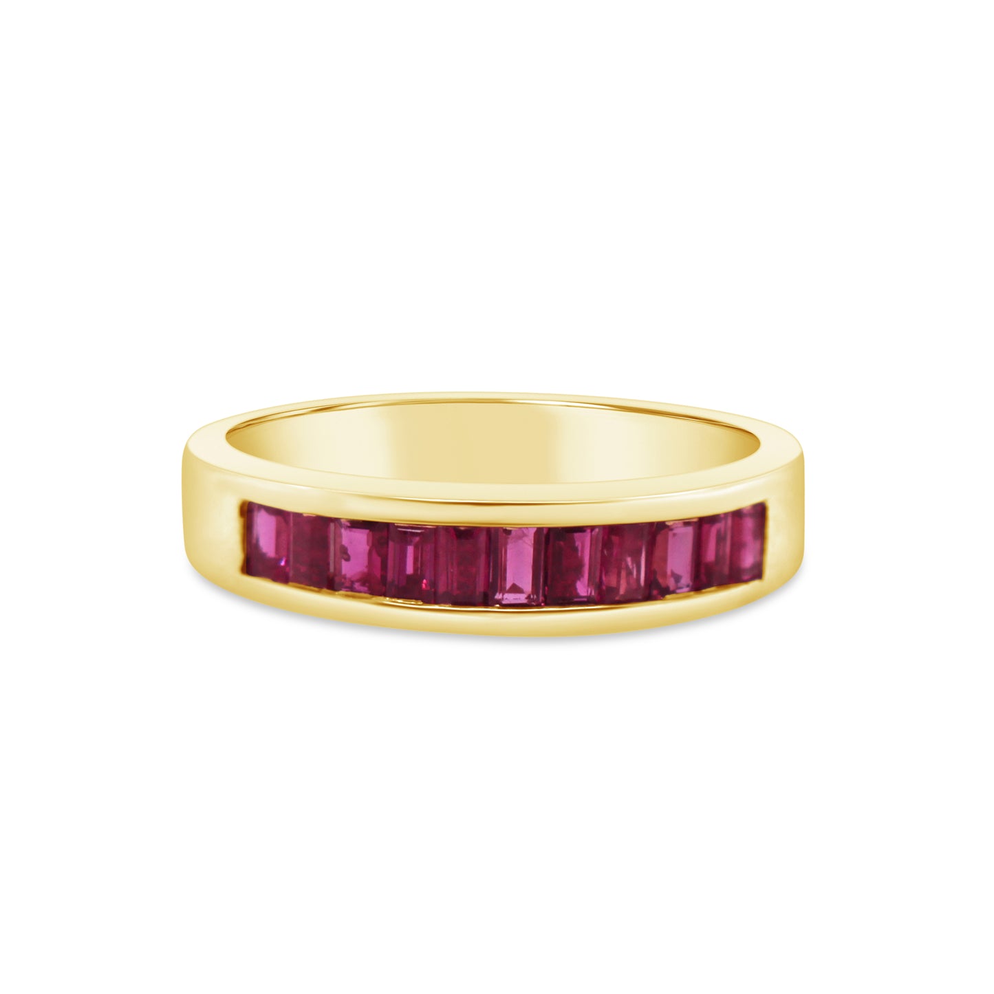 14K Yellow Ruby Baguette Wedding Band