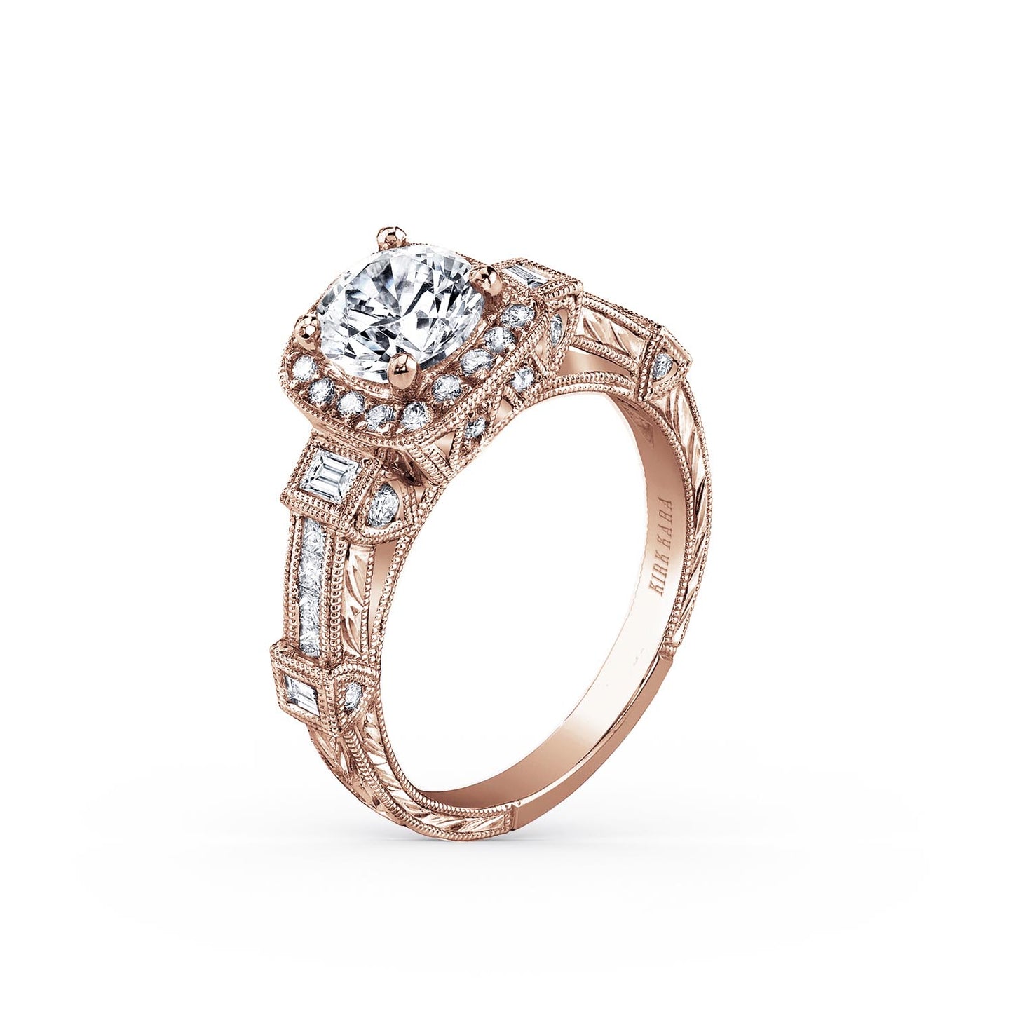 Modern Channel Detailed Diamond Halo Engagement Ring