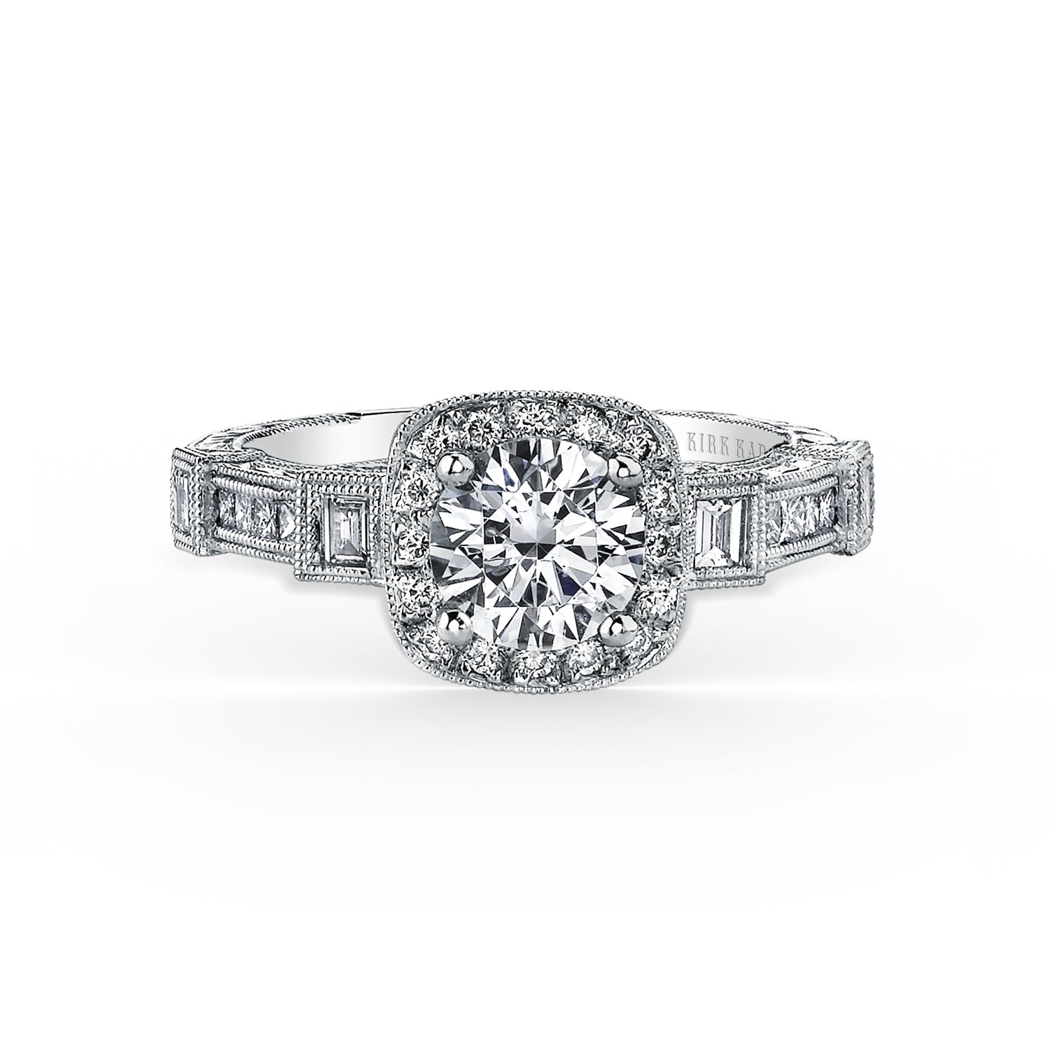 Modern Channel Detailed Diamond Halo Engagement Ring