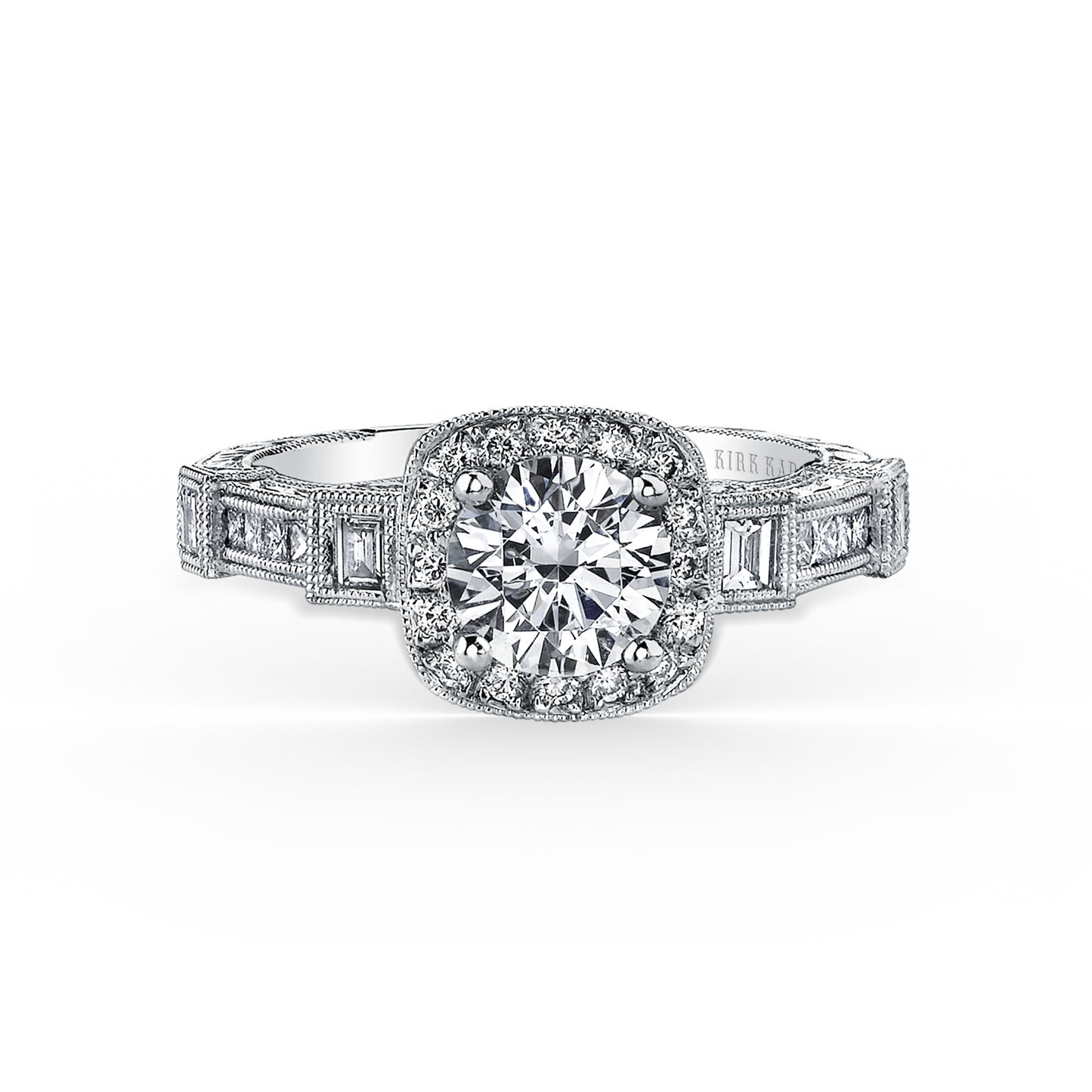 Modern Channel Detailed Diamond Halo Engagement Ring