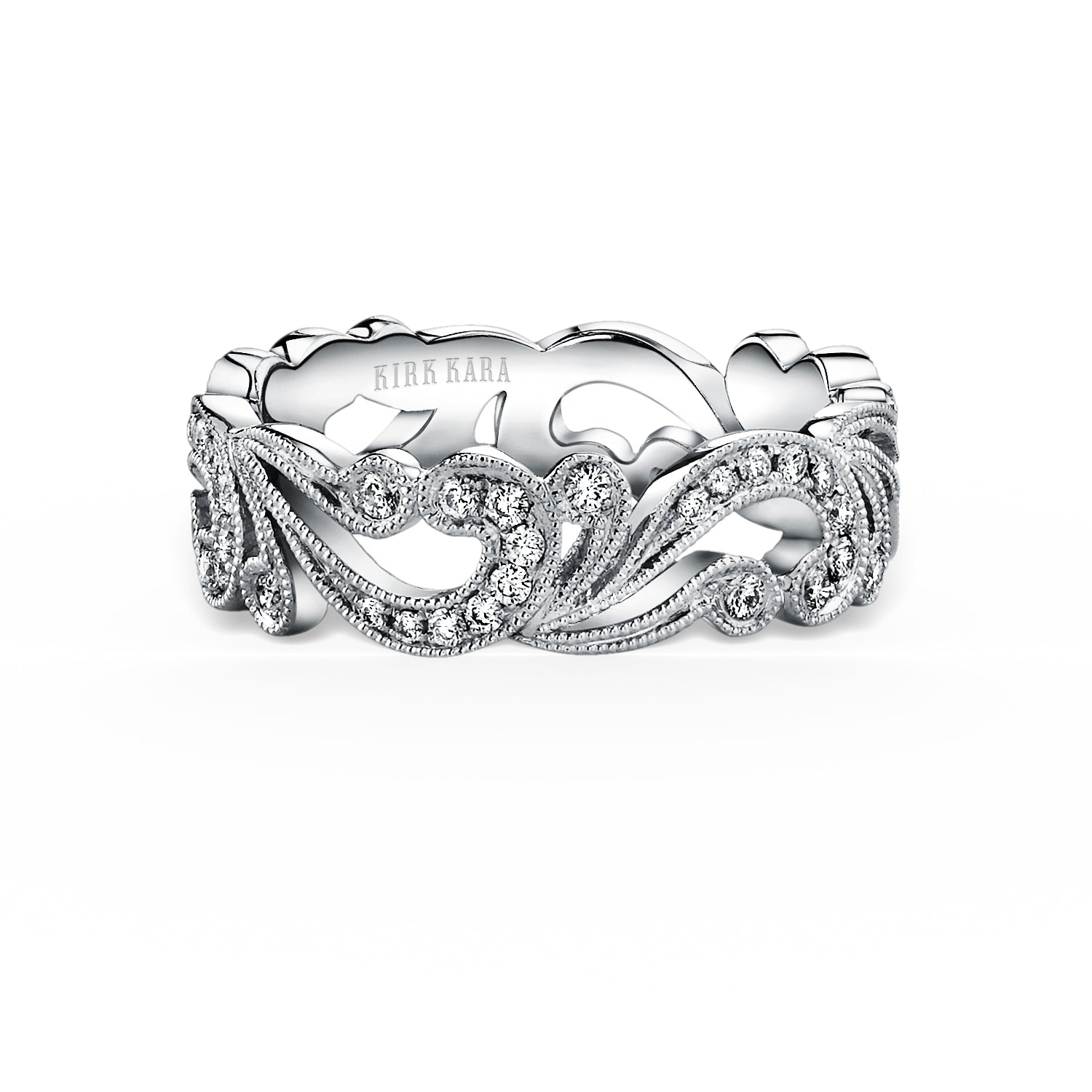 Swirl Milgrain Diamond Wedding Band