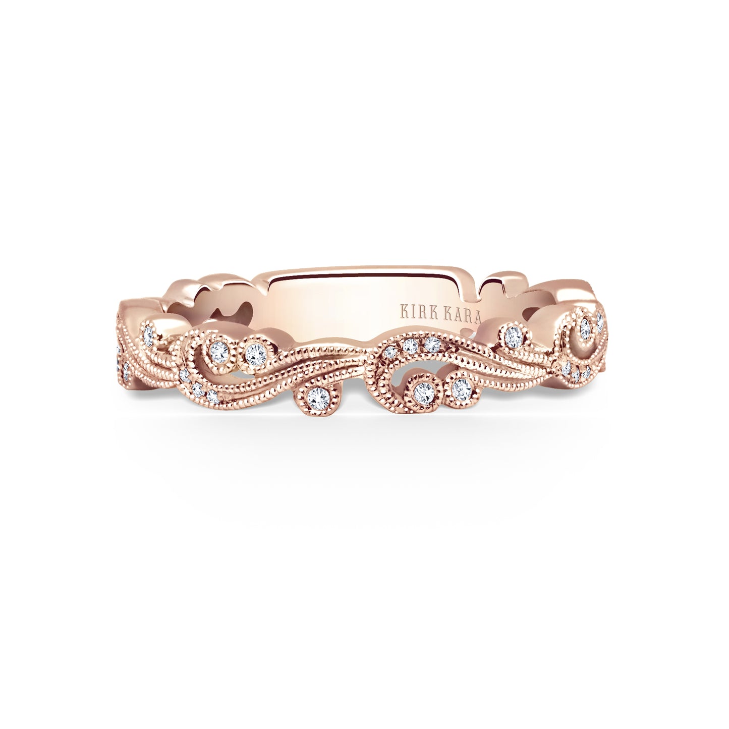 Swirl Milgrain Thin Diamond Wedding Band