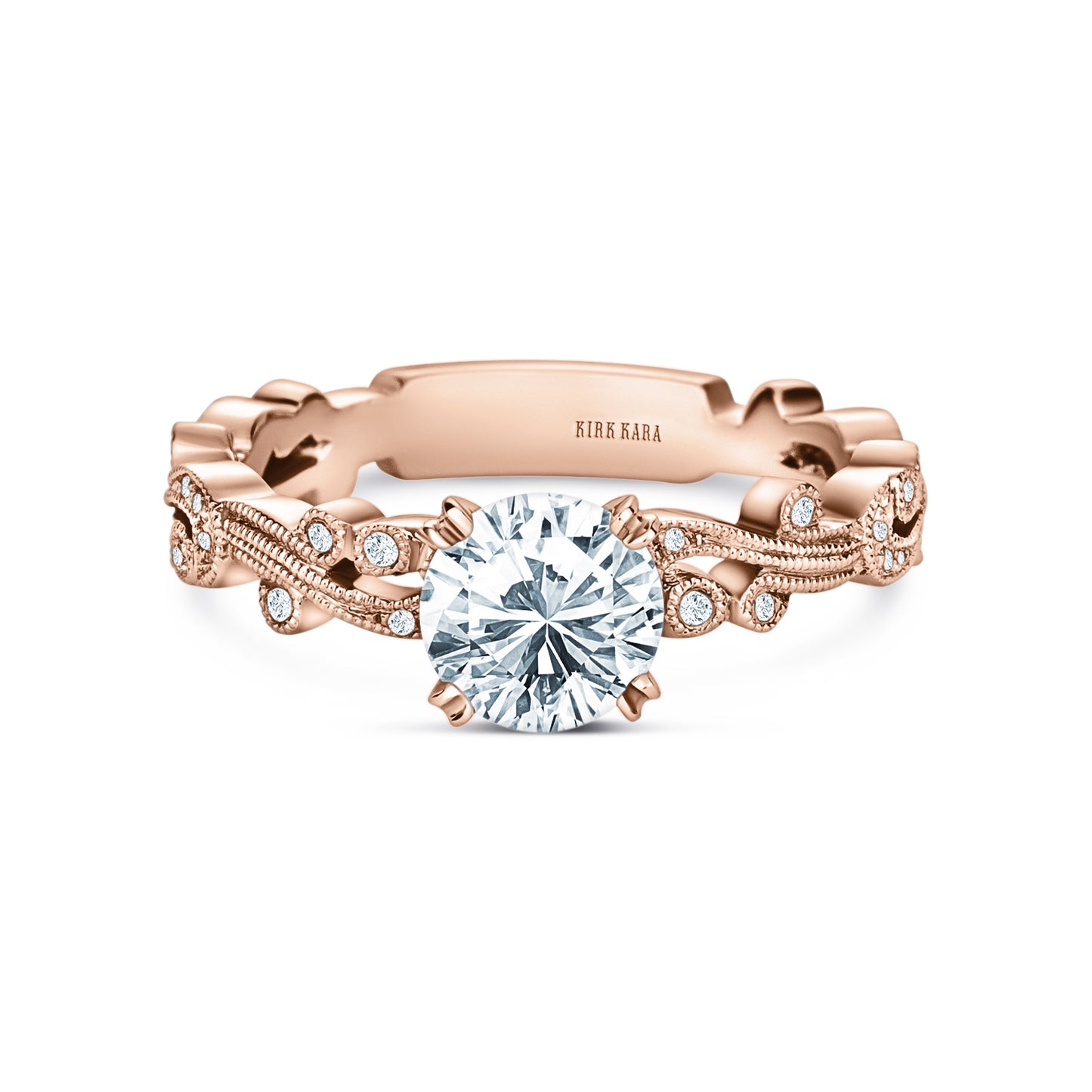 Swirl Milgrain Thin Diamond Engagement Ring
