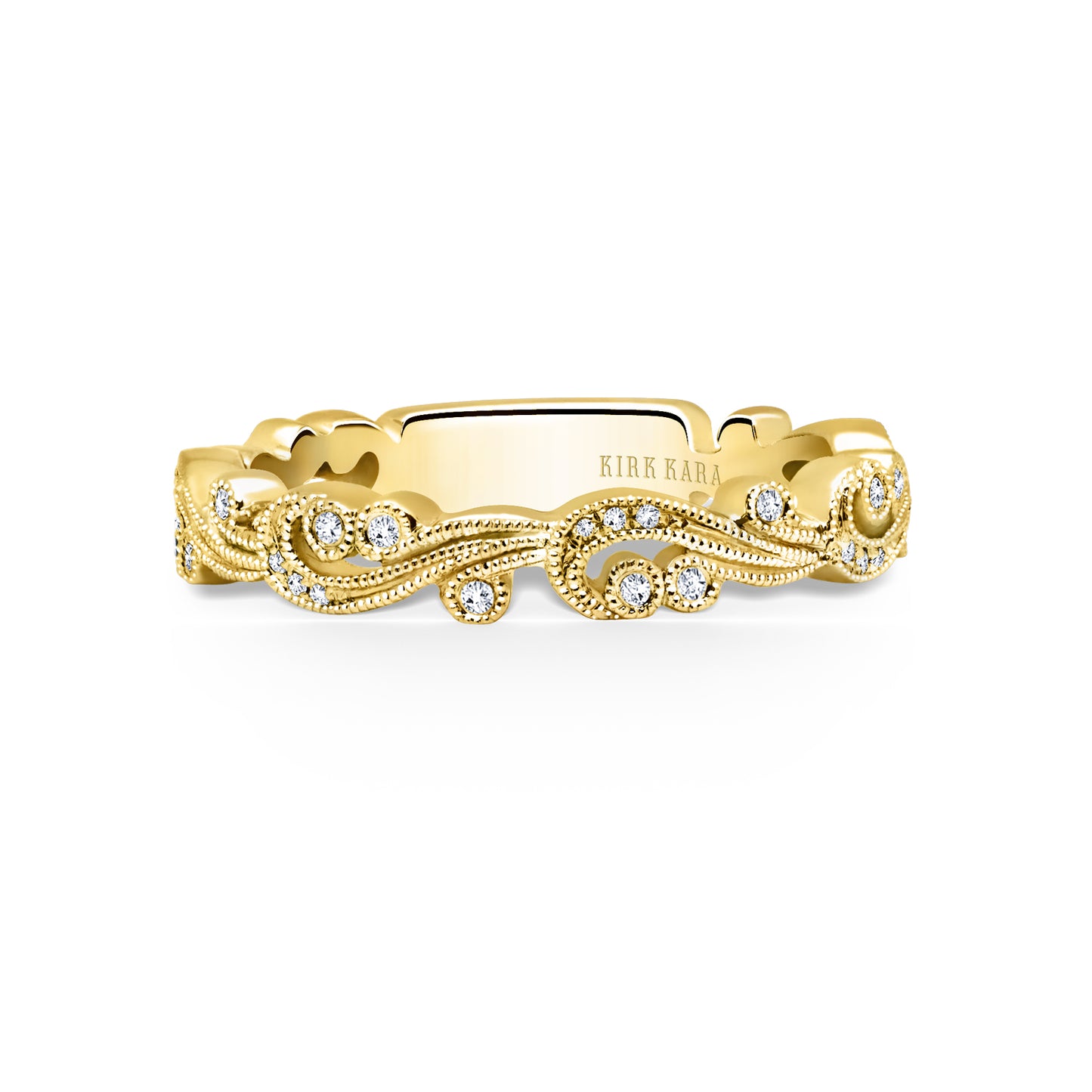 Swirl Milgrain Thin Diamond Wedding Band