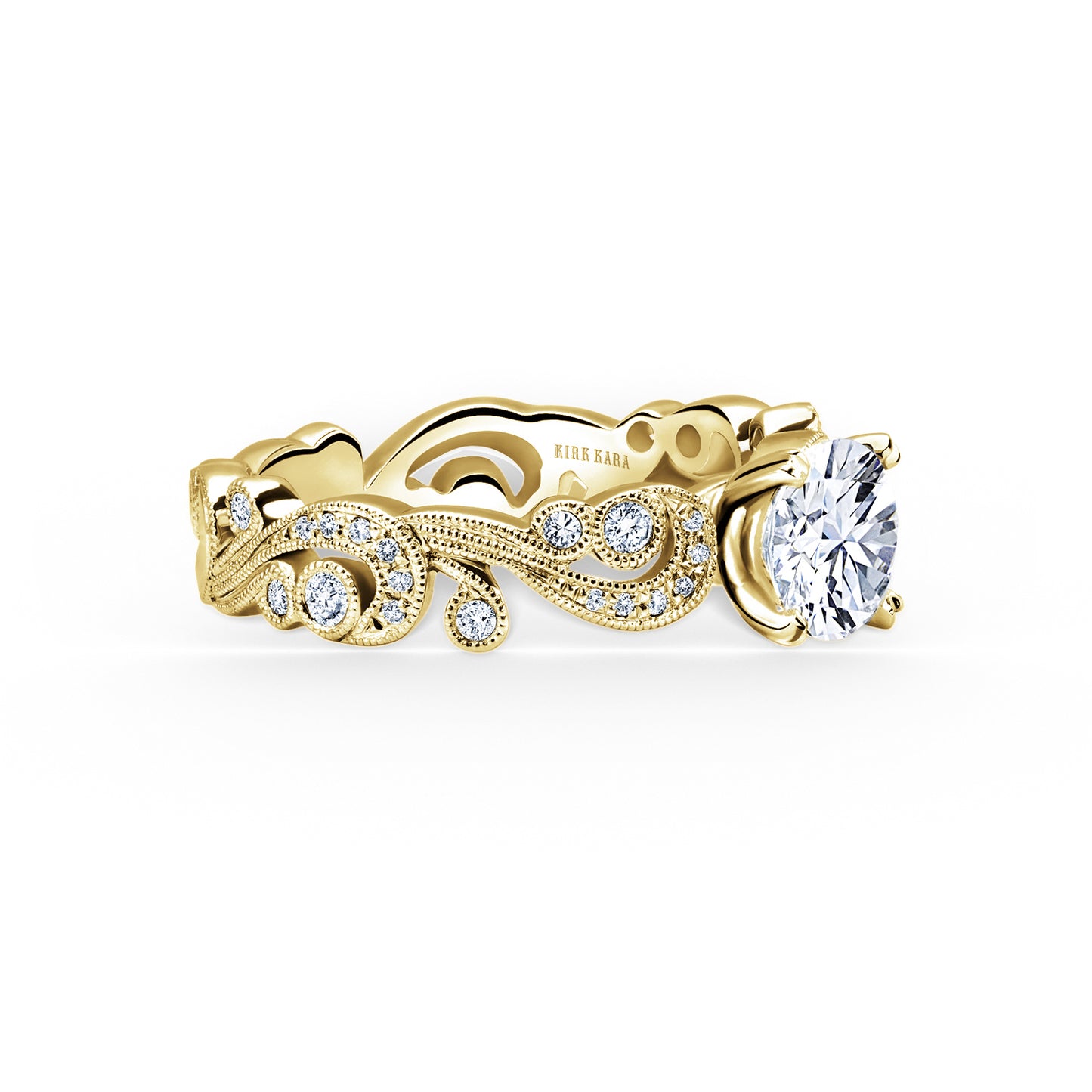 Whimsical Swirl Milgrain Diamond Engagement Ring