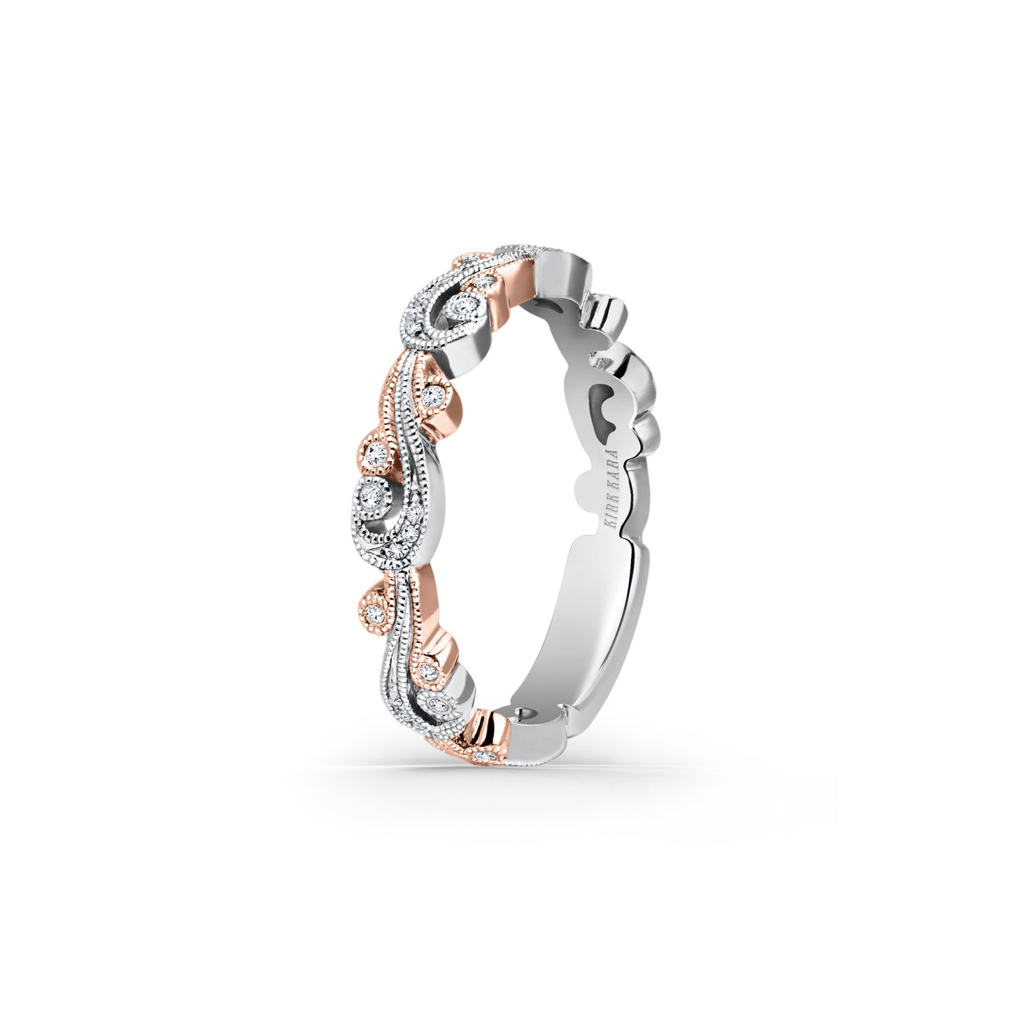 Swirl Milgrain Thin Diamond Wedding Band