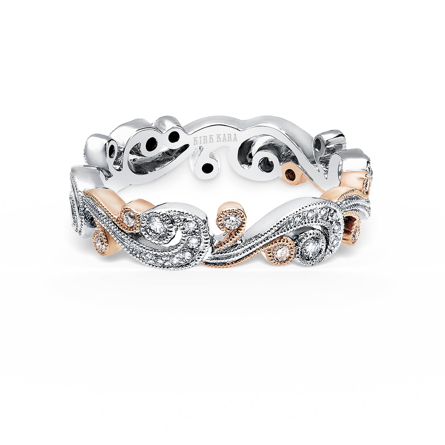 Whimsical Swirl Milgrain Diamond Wedding Band