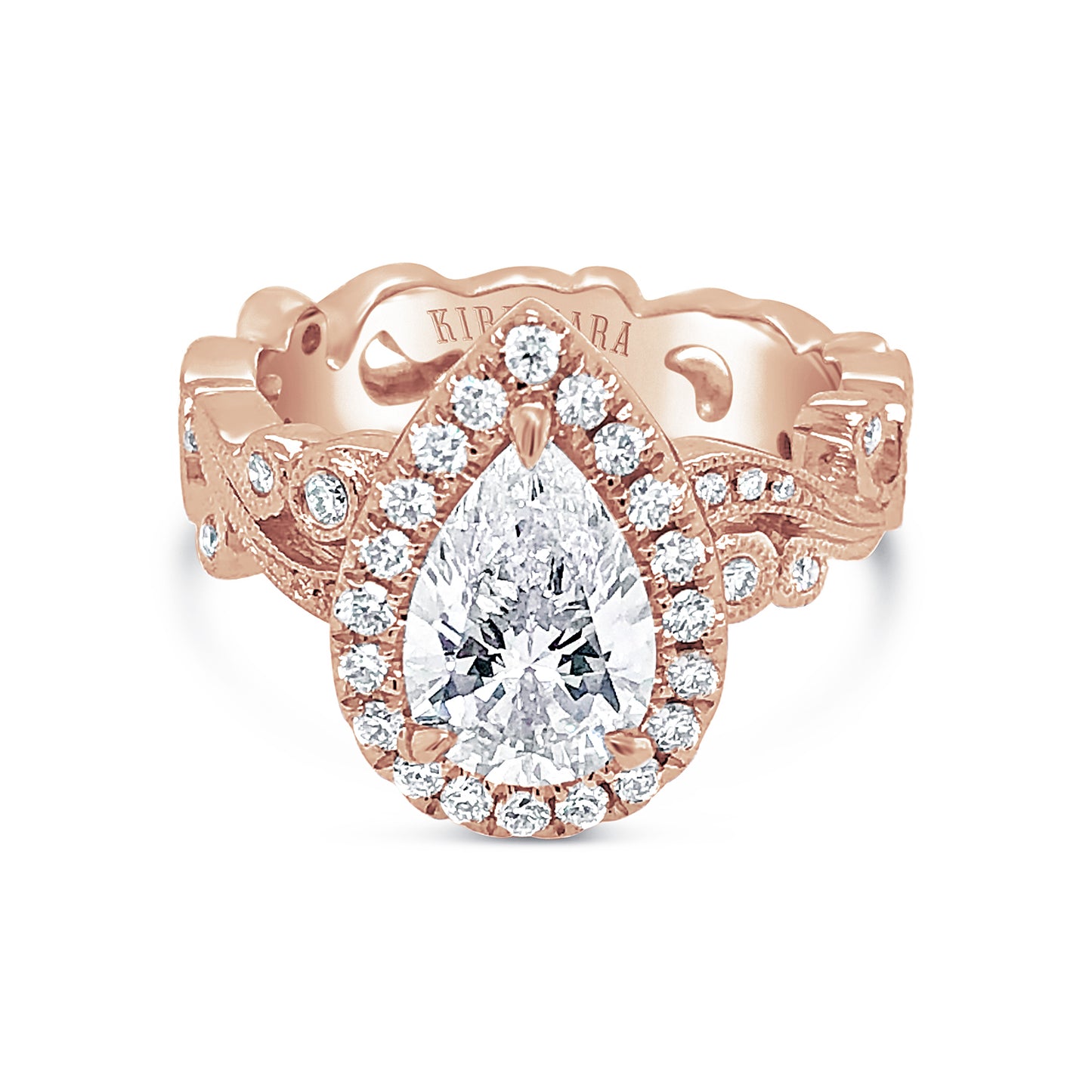 Whimsical Swirl Halo Diamond Engagement Ring