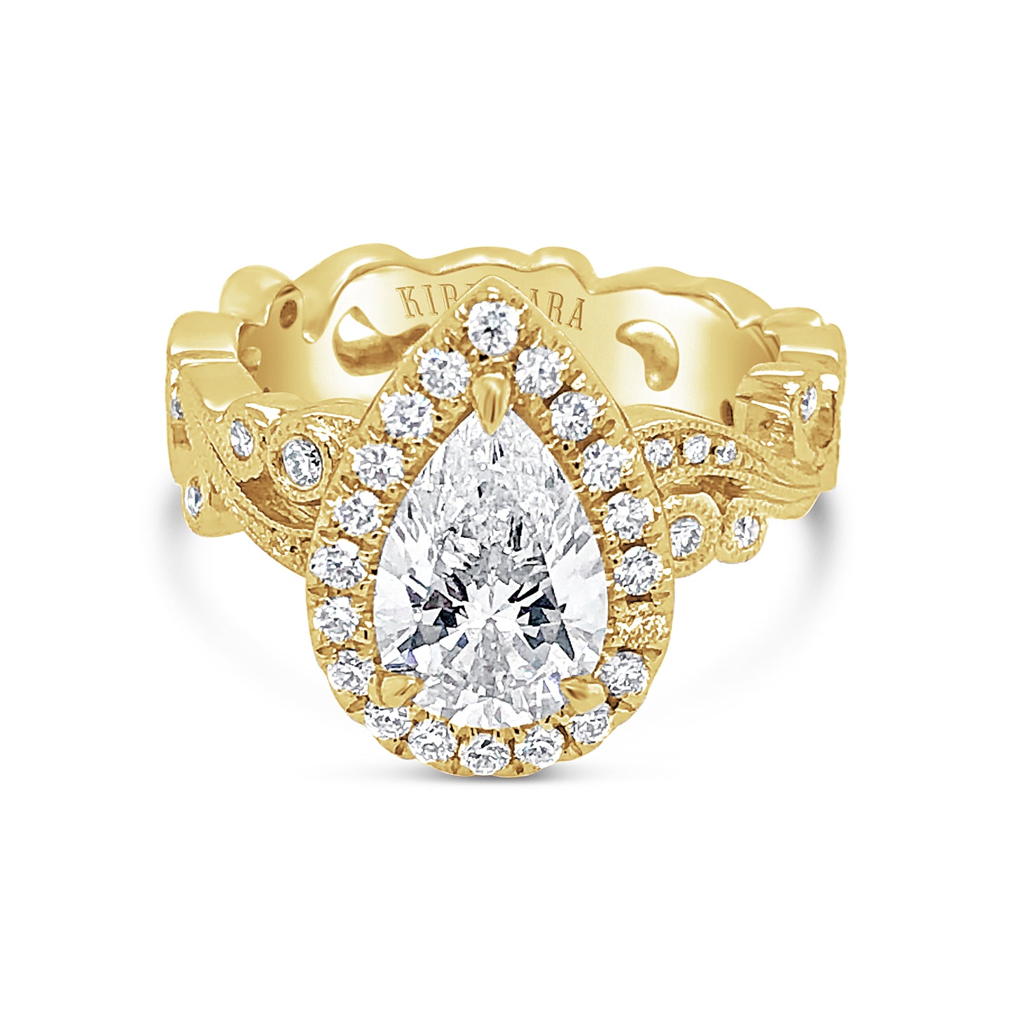 Whimsical Swirl Halo Diamond Engagement Ring