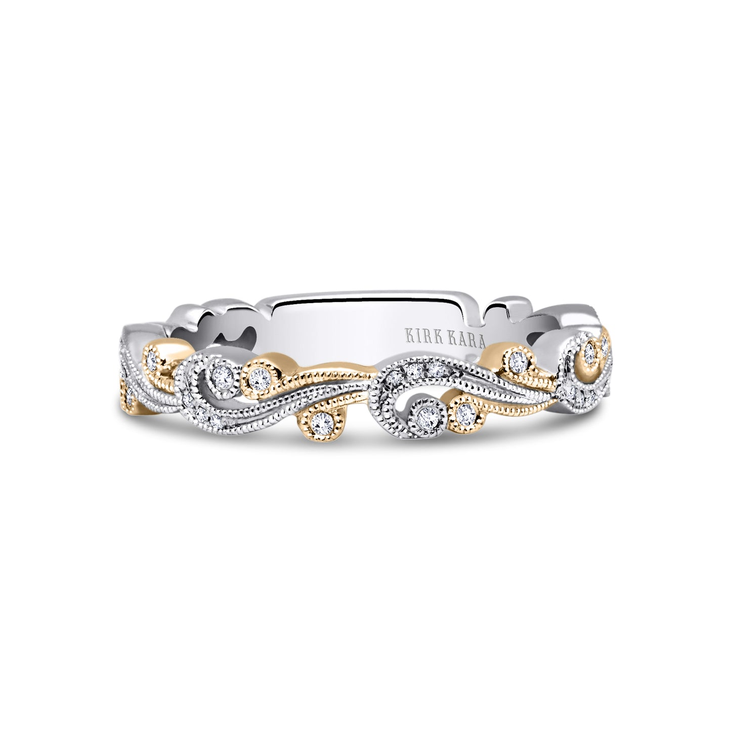 Swirl Milgrain Thin Diamond Wedding Band
