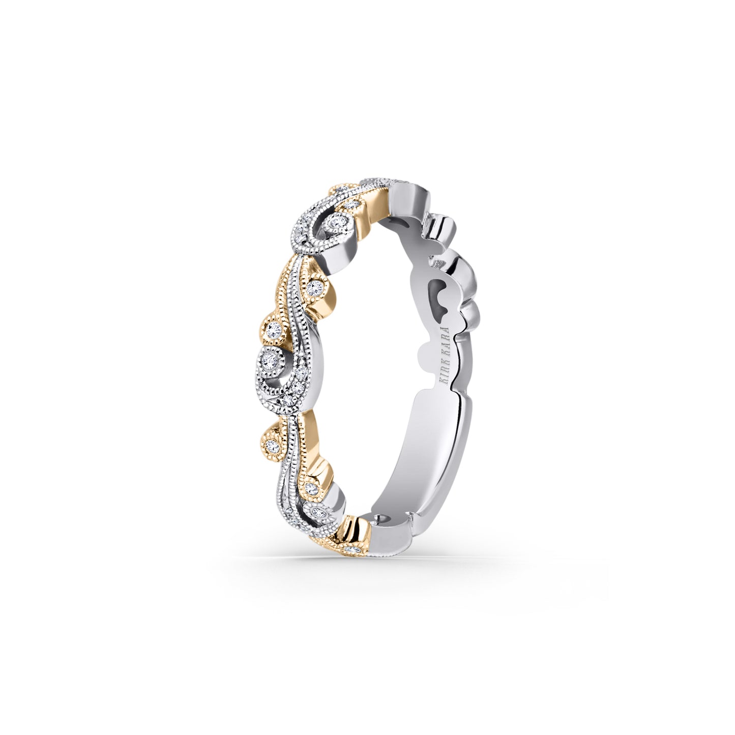 Swirl Milgrain Thin Diamond Wedding Band