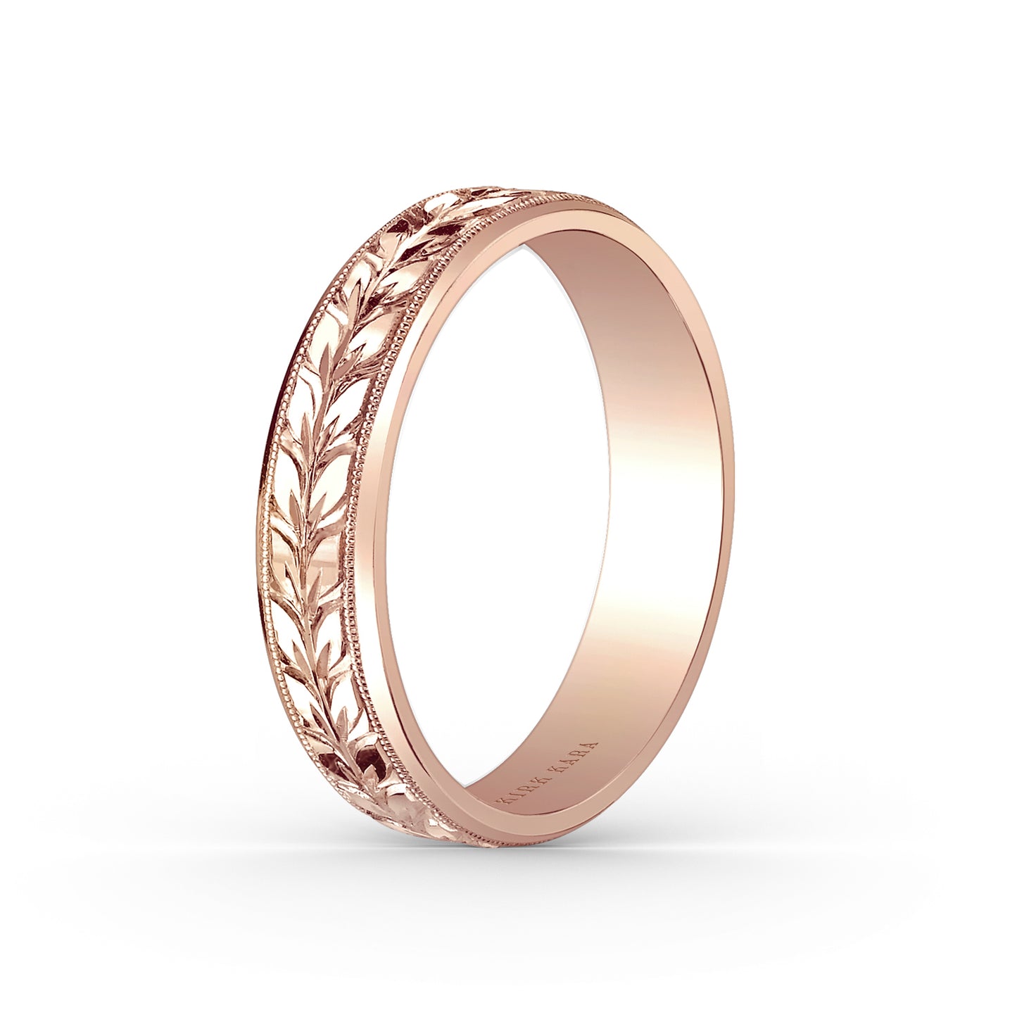 Floral Engraved Wedding Band, 5mm