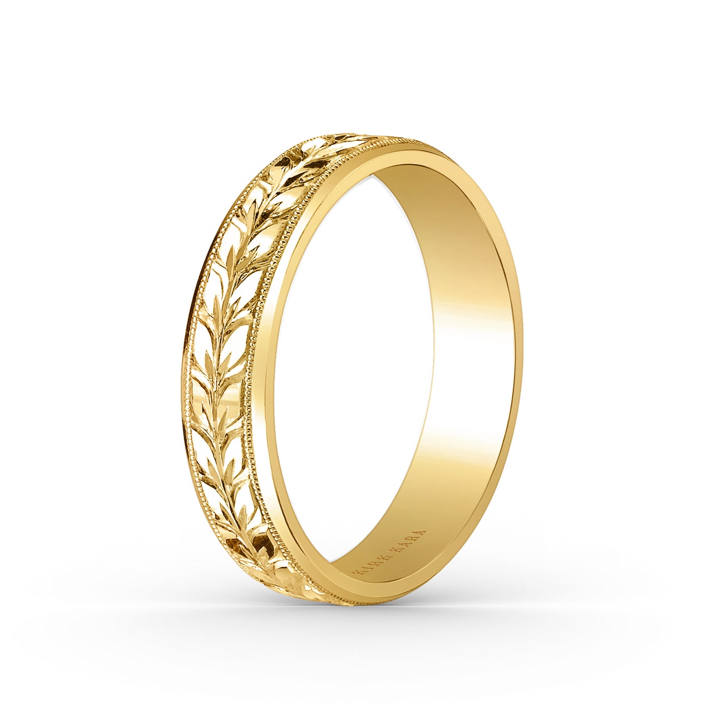 Floral Engraved Wedding Band, 5mm