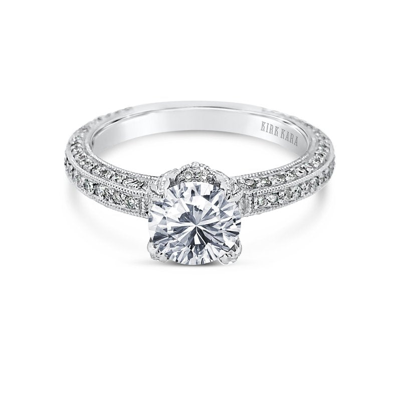 18K White Gold Pave Diamond Engagement Ring