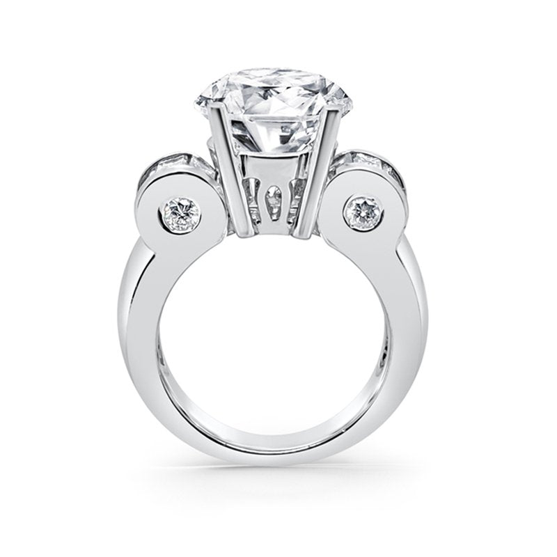 Platinum Baguette Shoulder Statement Engagement Ring