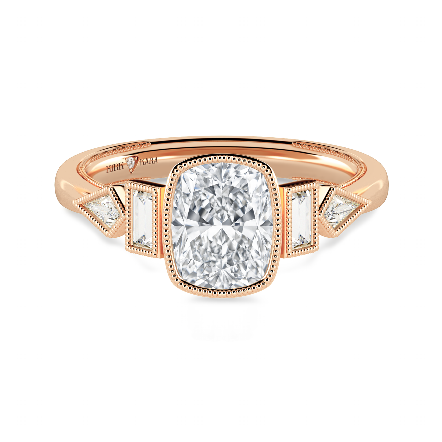 Preset Cushion Bezel Fancy Lab Diamond Engagement Ring - Center Diamond Included
