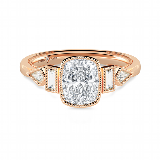 Preset Cushion Bezel Fancy Lab Diamond Engagement Ring - Center Diamond Included