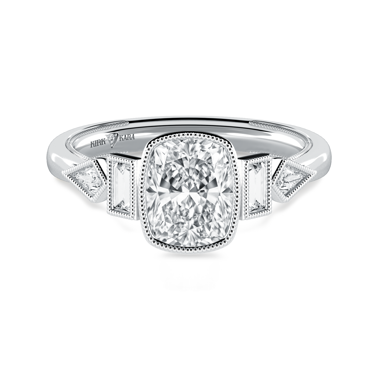 Preset Cushion Bezel Fancy Lab Diamond Engagement Ring - Center Diamond Included