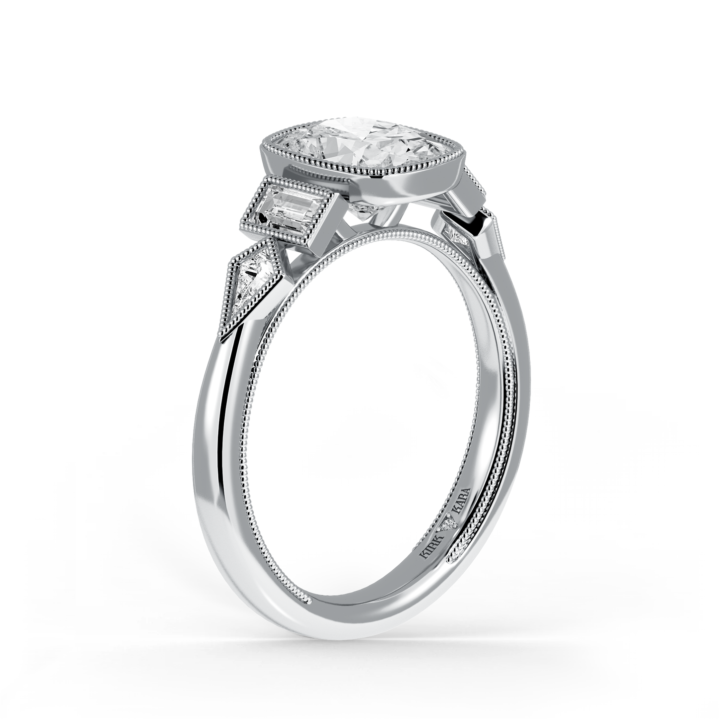 Preset Cushion Bezel Fancy Lab Diamond Engagement Ring - Center Diamond Included