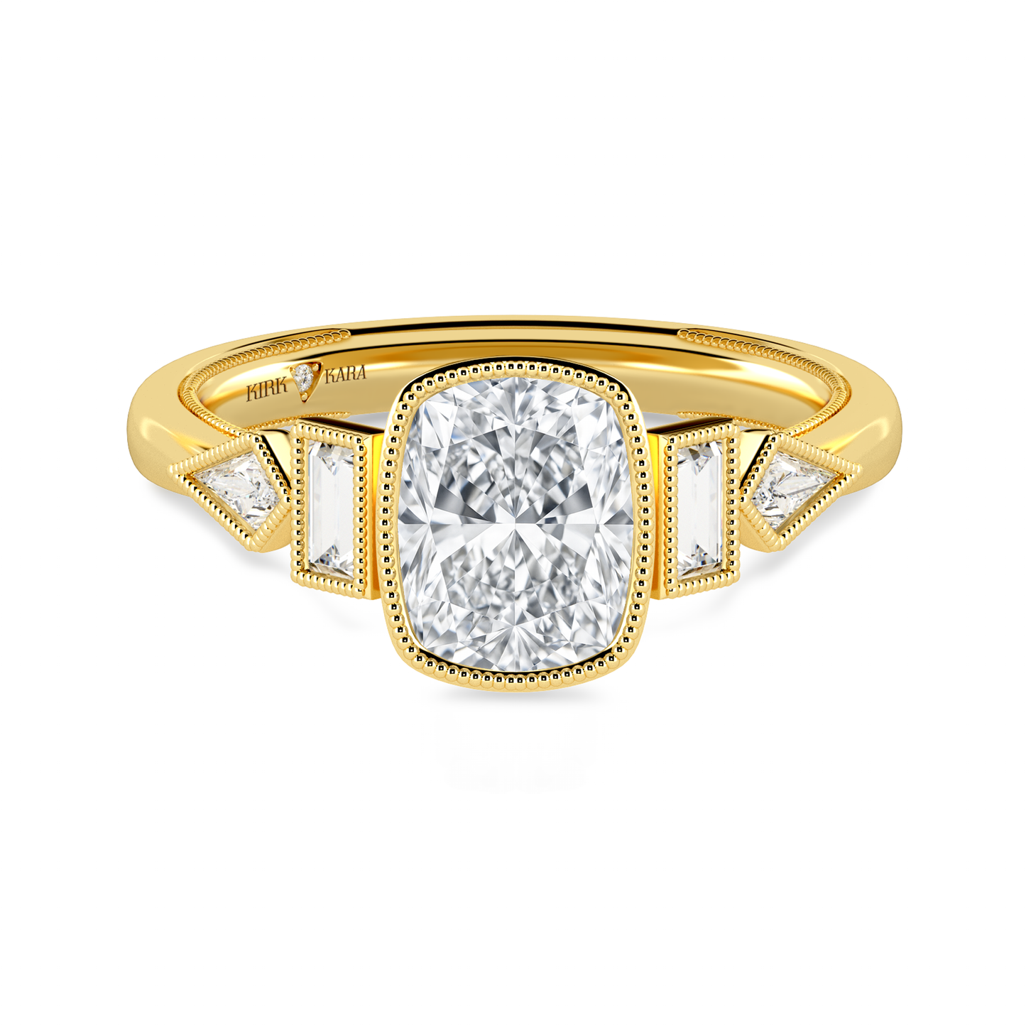 Preset Cushion Bezel Fancy Lab Diamond Engagement Ring - Center Diamond Included