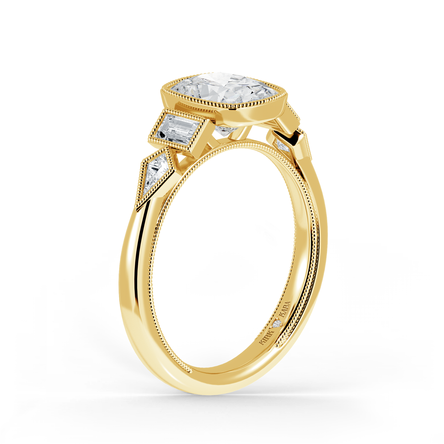 Preset Cushion Bezel Fancy Lab Diamond Engagement Ring - Center Diamond Included