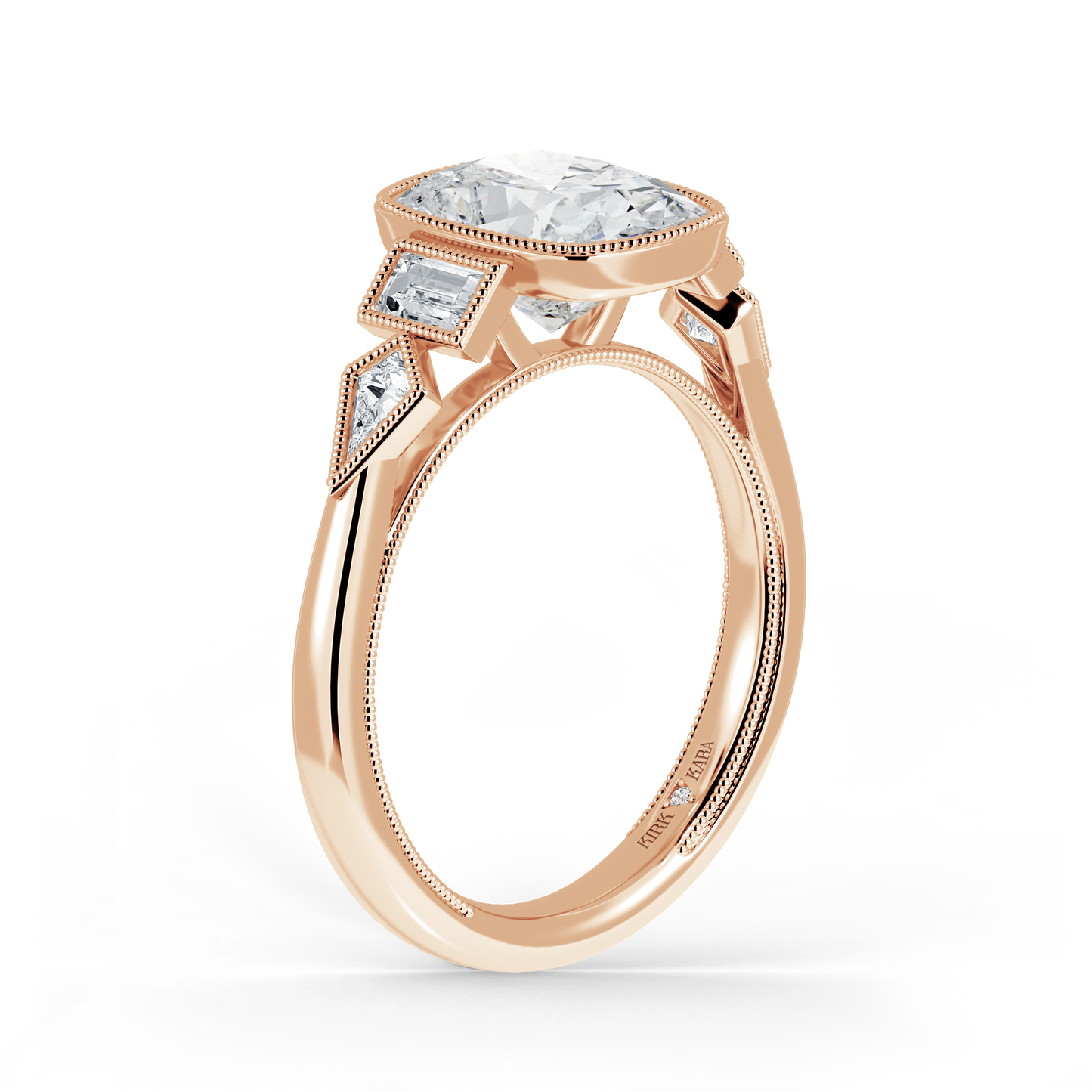 Modern Bezel Cathedral Diamond Engagement Ring