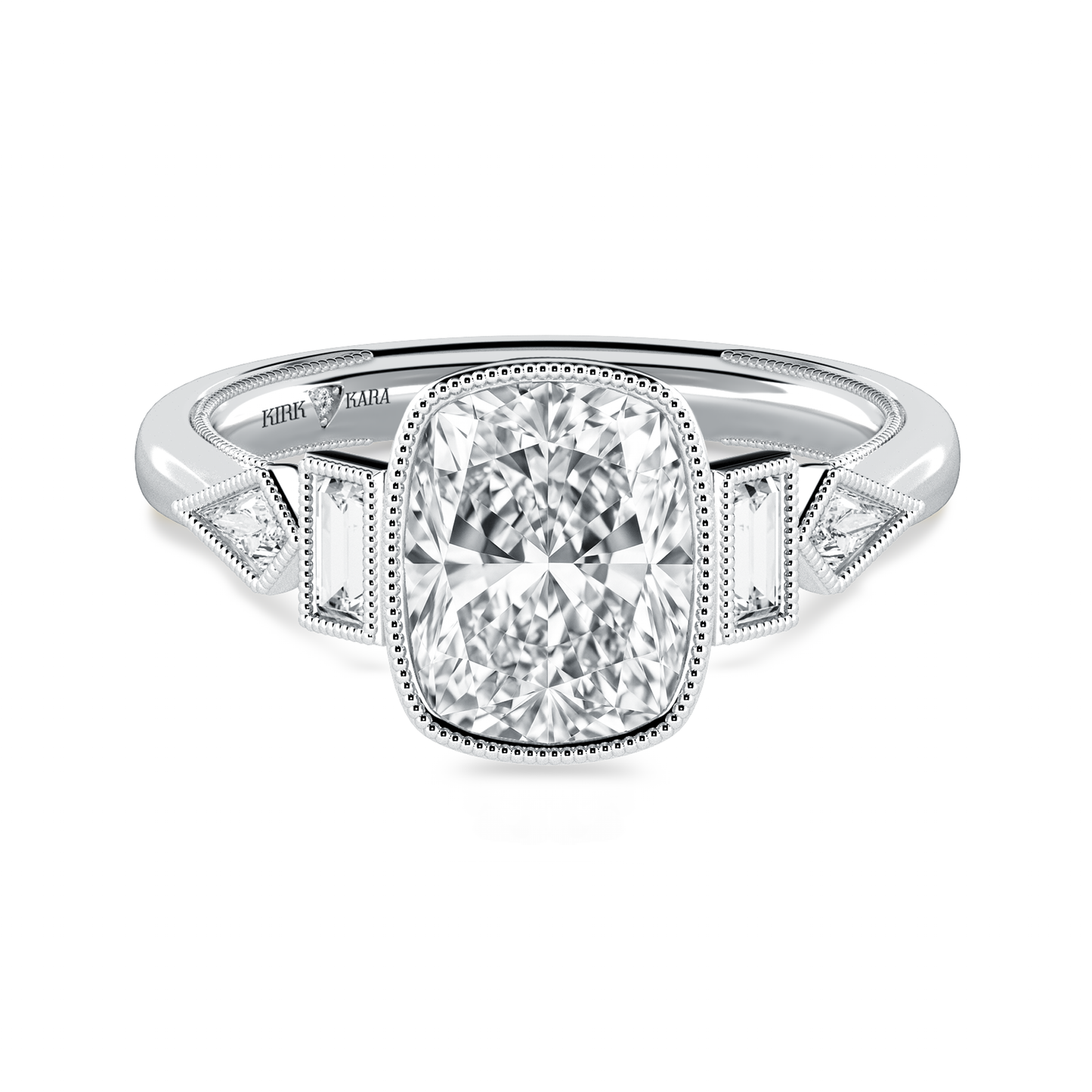 Modern Bezel Cathedral Diamond Engagement Ring