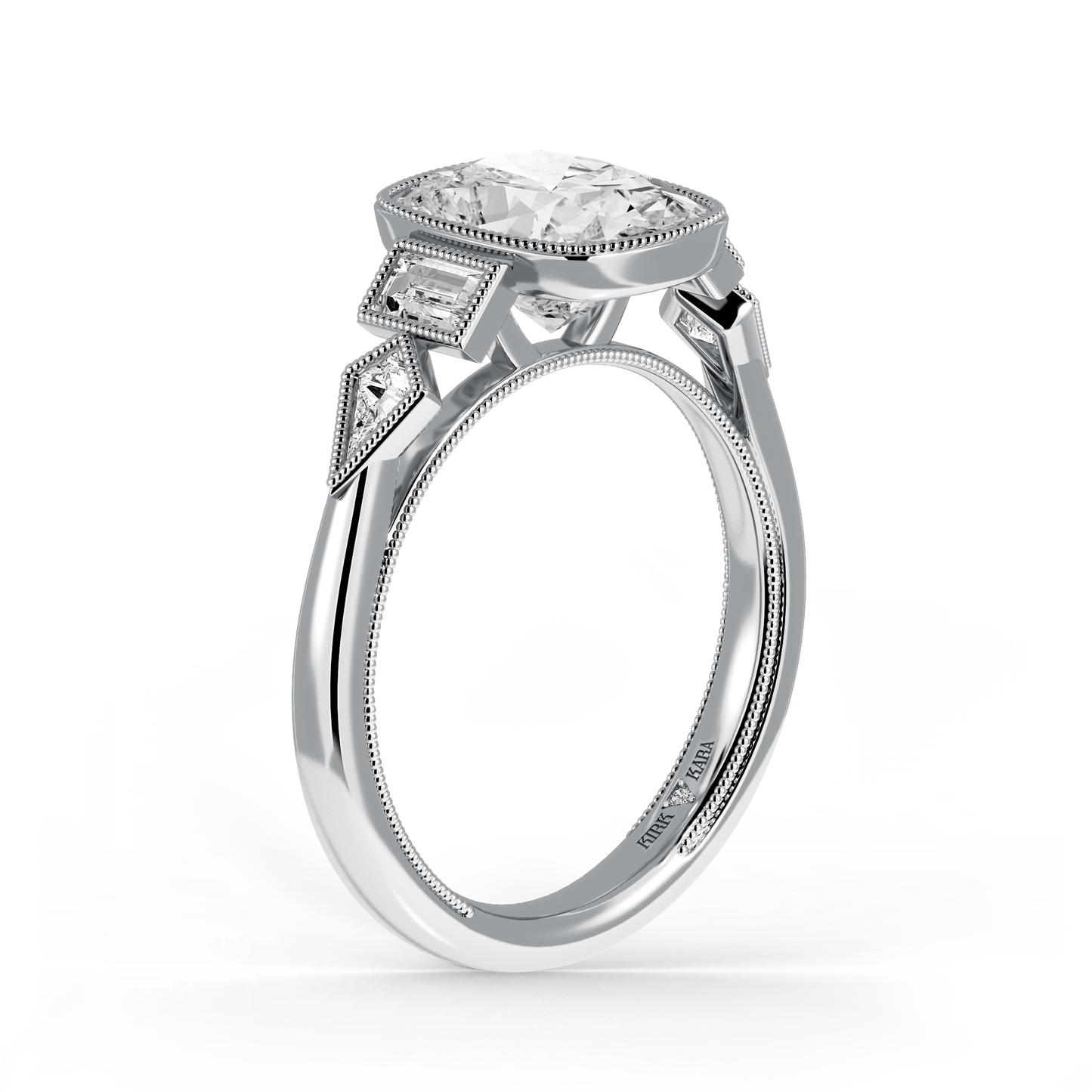 Modern Bezel Cathedral Diamond Engagement Ring