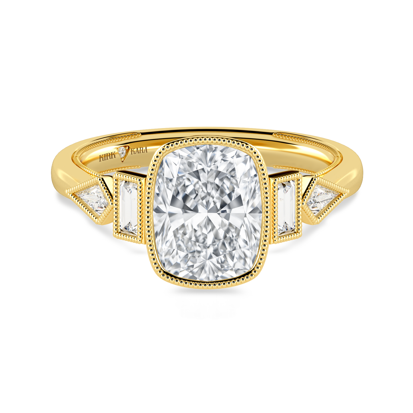 Modern Bezel Cathedral Diamond Engagement Ring