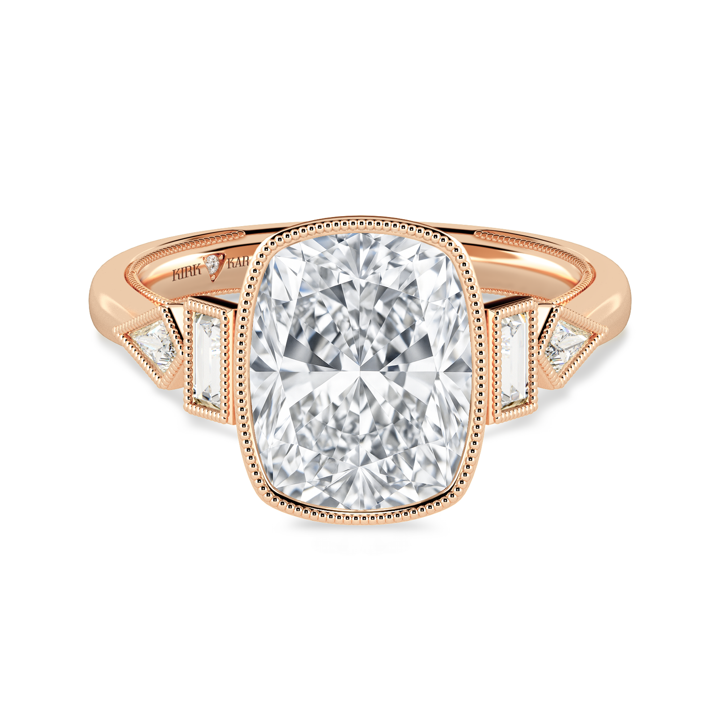 Preset Cushion Bezel Fancy Lab Diamond Engagement Ring - Center Diamond Included