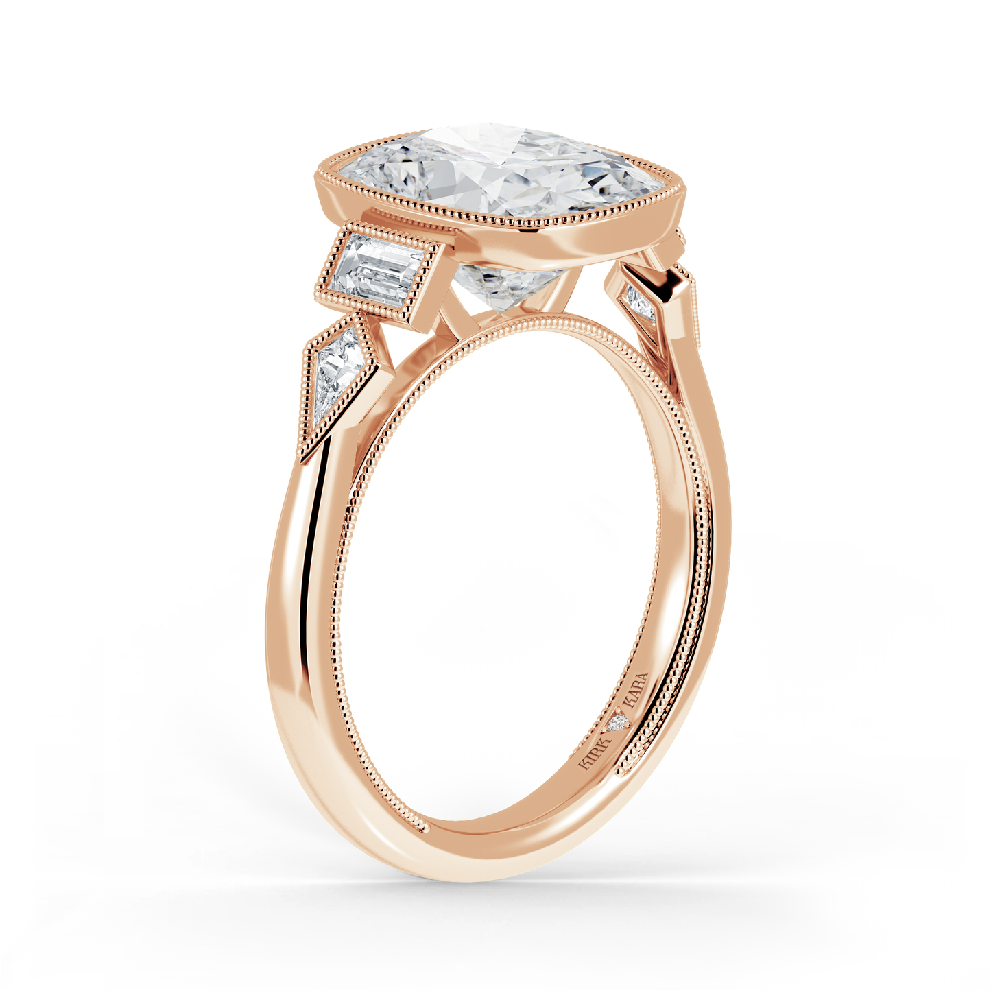 Preset Cushion Bezel Fancy Lab Diamond Engagement Ring - Center Diamond Included